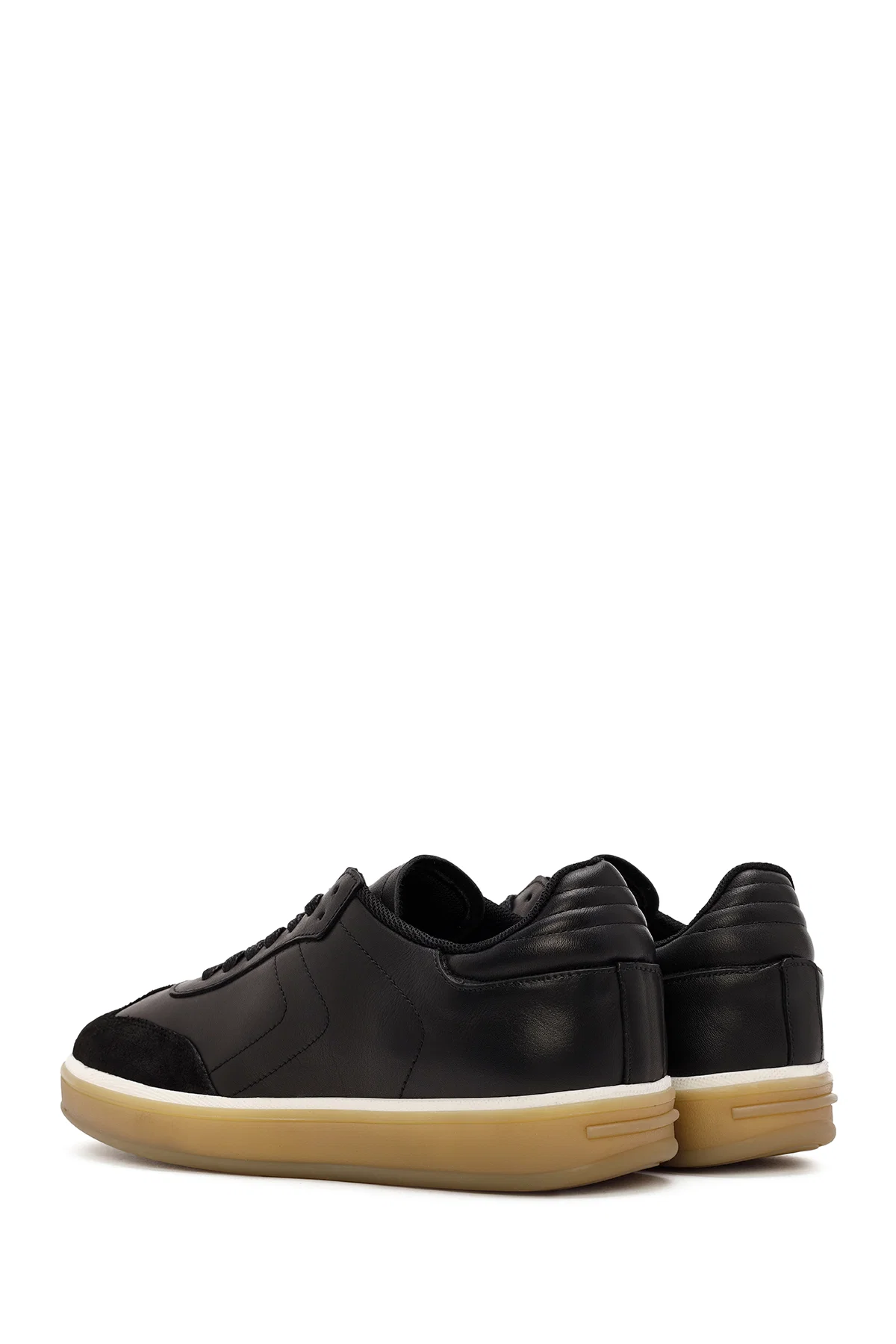 Erkek Siyah Bağcıklı Deri Sneaker - Image 5