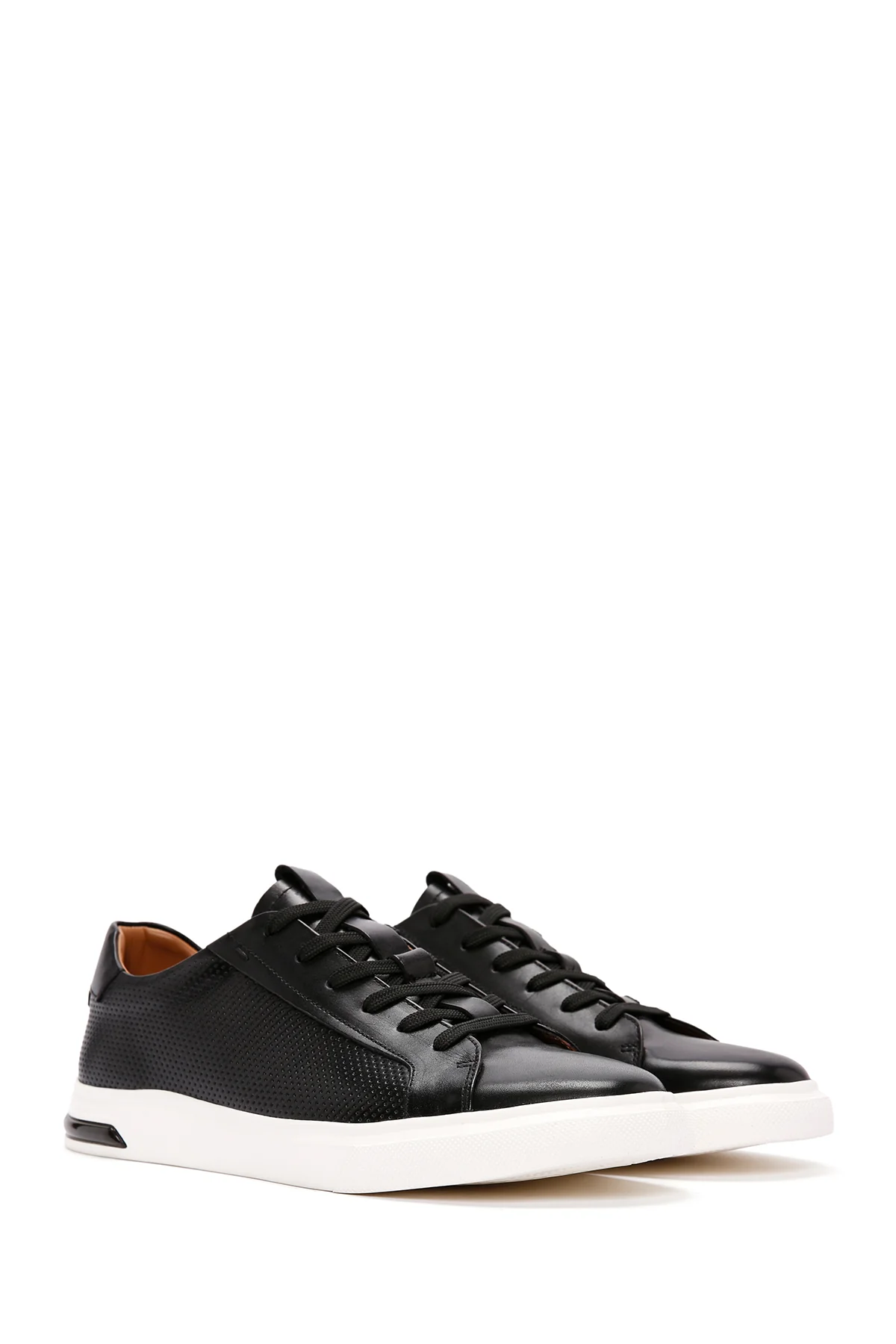 Erkek Siyah Bağcıklı Deri Sneaker - Image 3