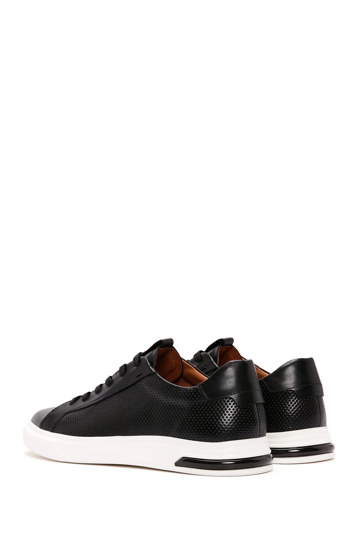 Erkek Siyah Bağcıklı Deri Sneaker - Image 5