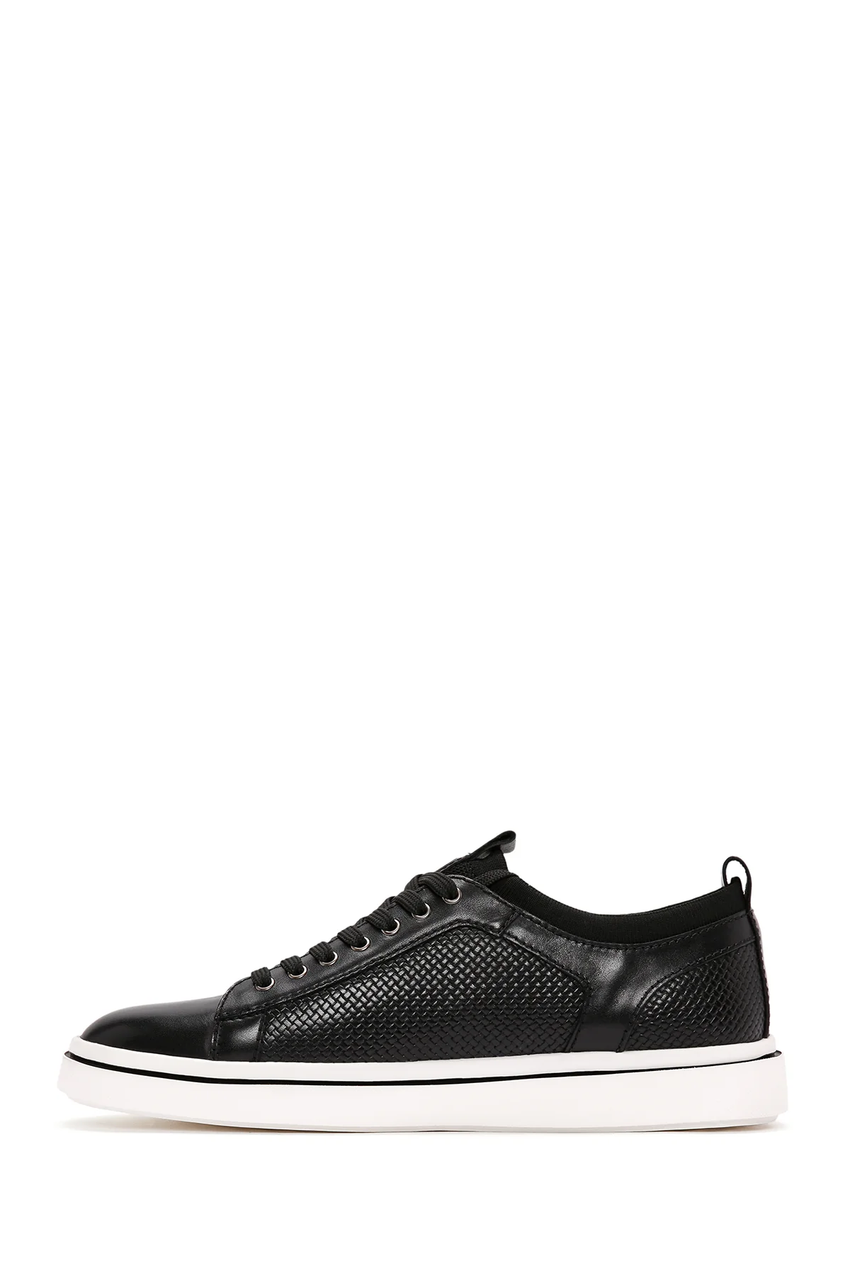 Erkek Siyah Bağcıklı Deri Sneaker - Image 2