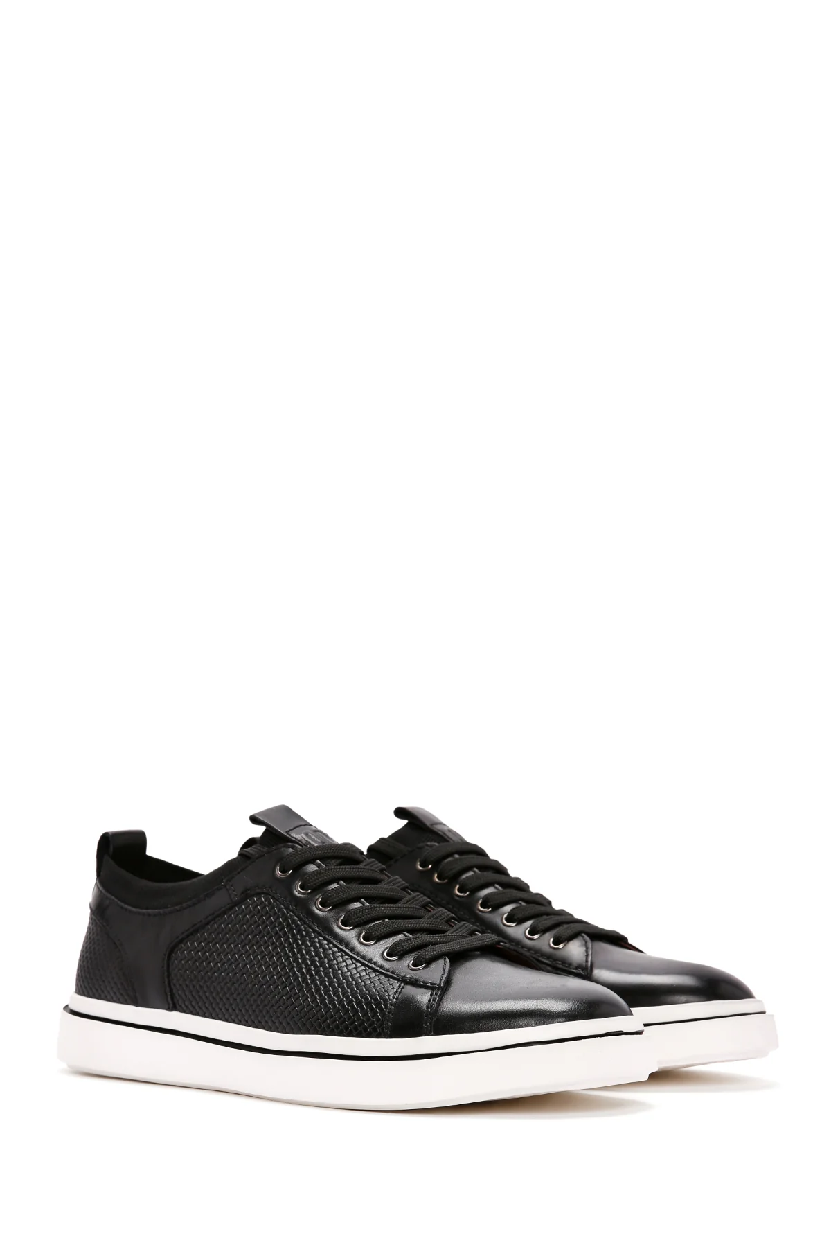 Erkek Siyah Bağcıklı Deri Sneaker - Image 3
