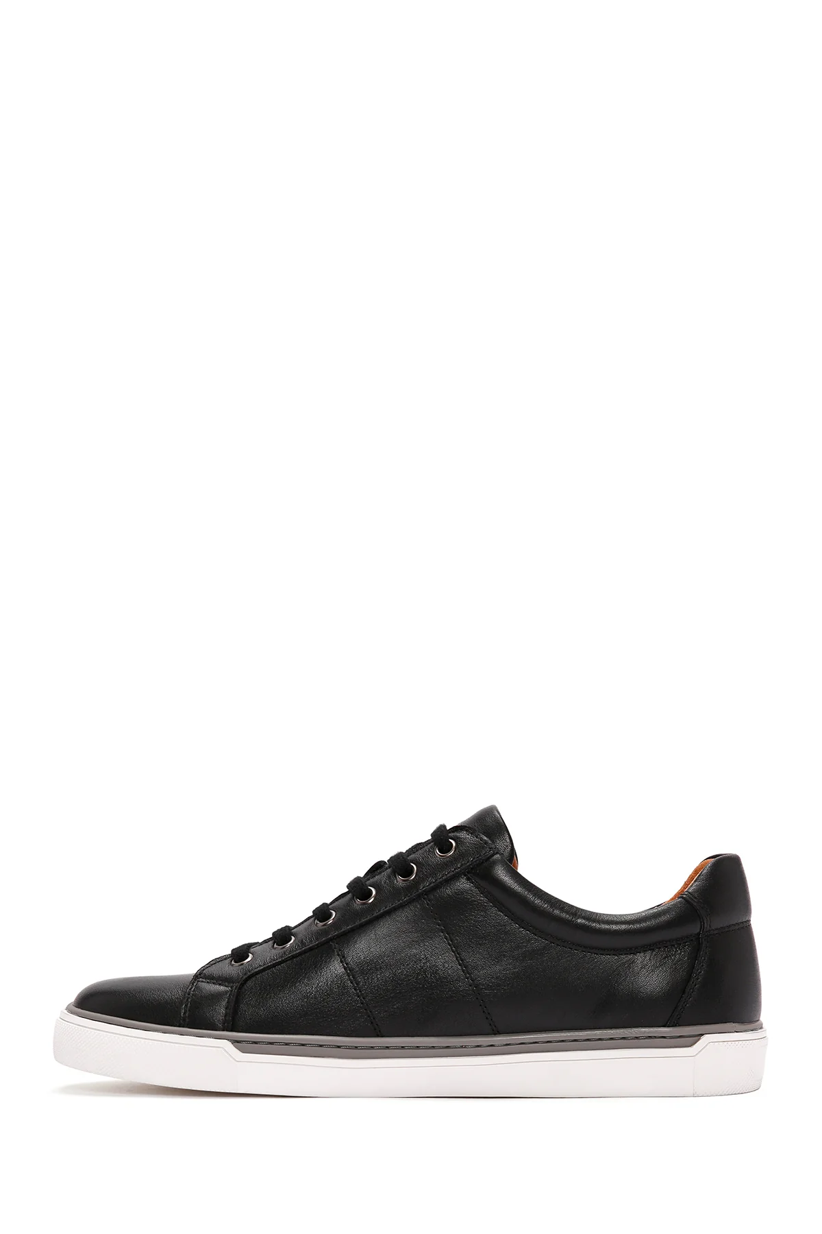Erkek Siyah Bağcıklı Deri Sneaker - Image 2