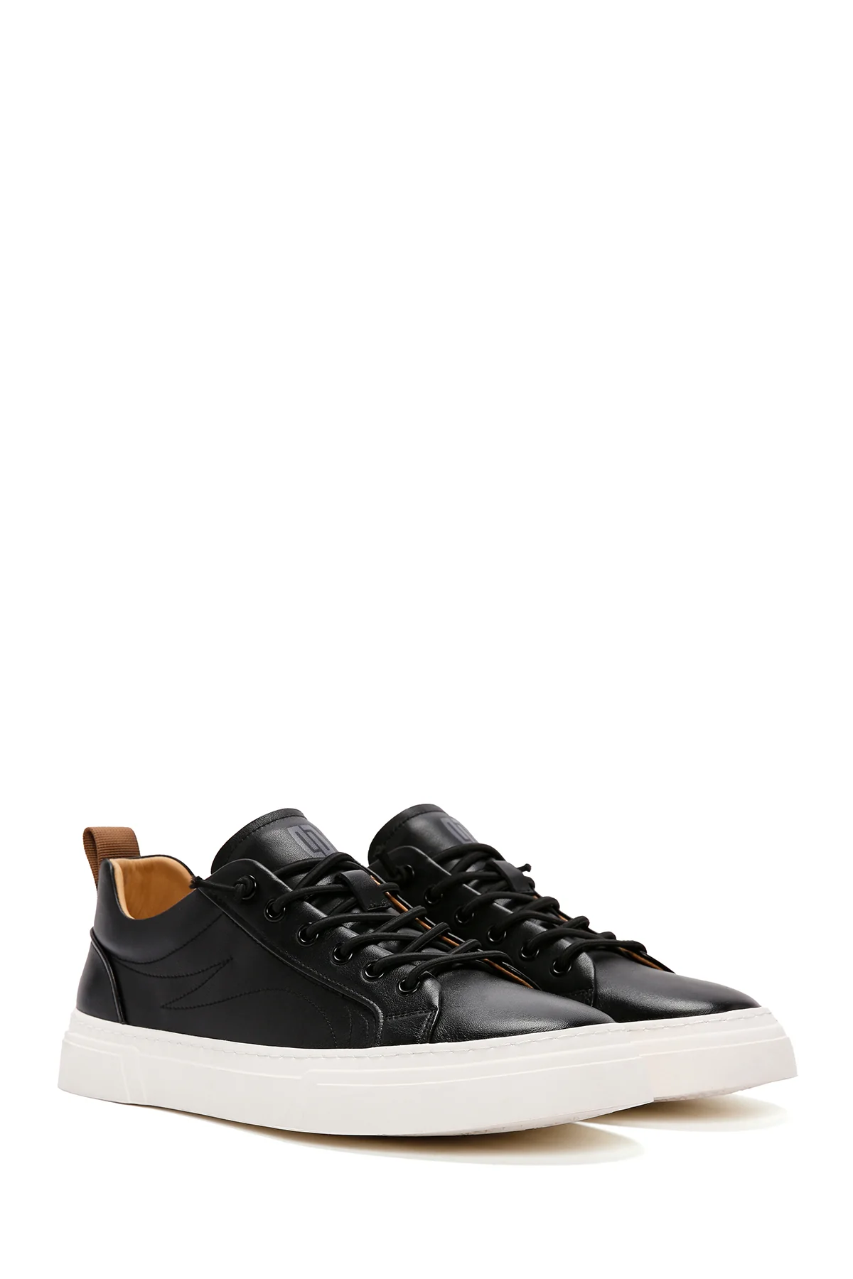 Erkek Siyah Bağcıklı Deri Sneaker - Image 3