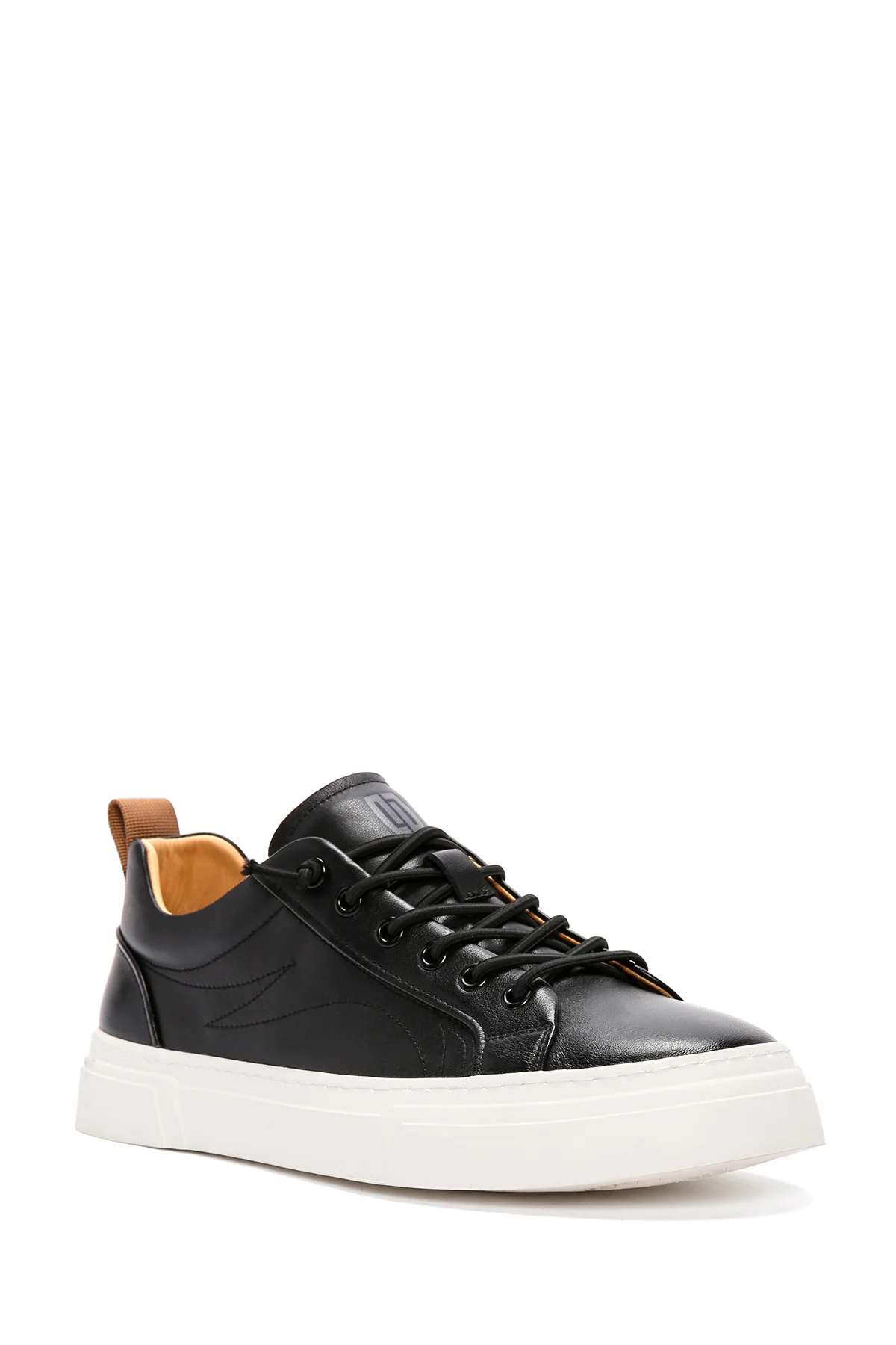 Erkek Siyah Bağcıklı Deri Sneaker - Image 6
