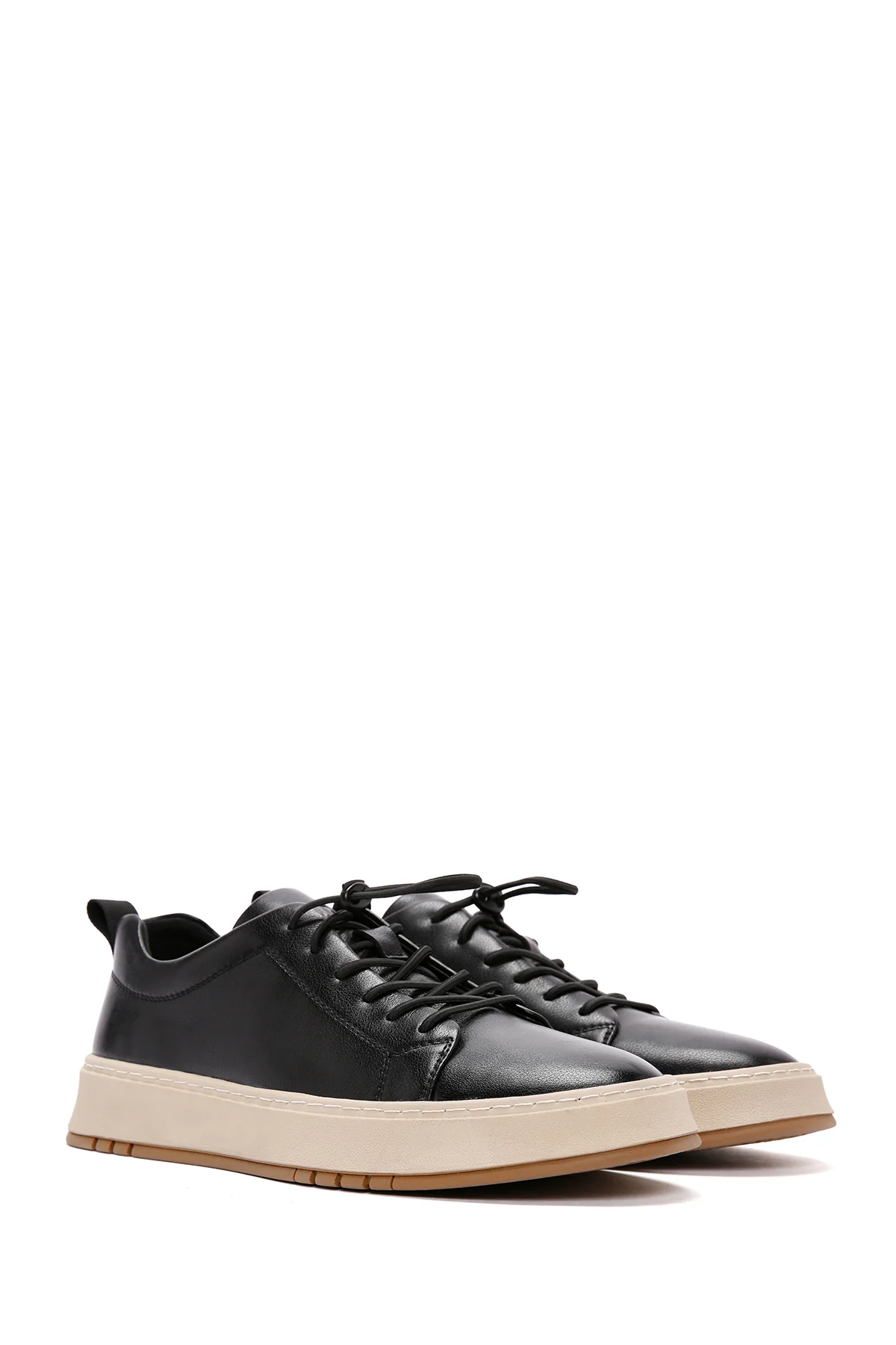 Erkek Siyah Bağcıklı Deri Sneaker - Image 3