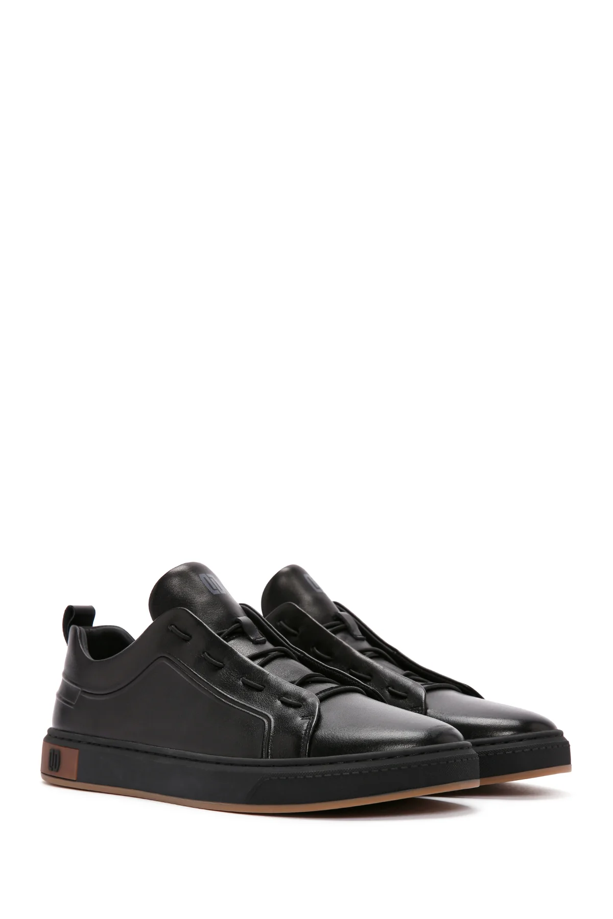 Erkek Siyah Bağcıklı Deri Sneaker - Image 3