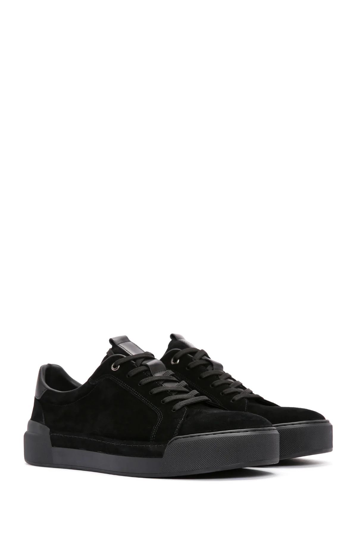 Erkek Siyah Bağcıklı Deri Sneaker - Image 3