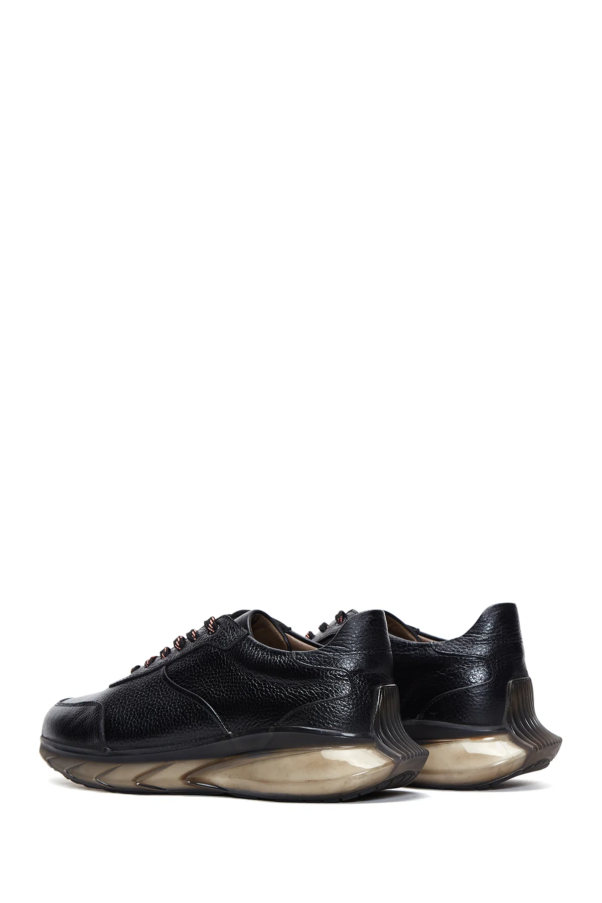 Erkek Siyah Bağcıklı Deri Sneaker - Image 5