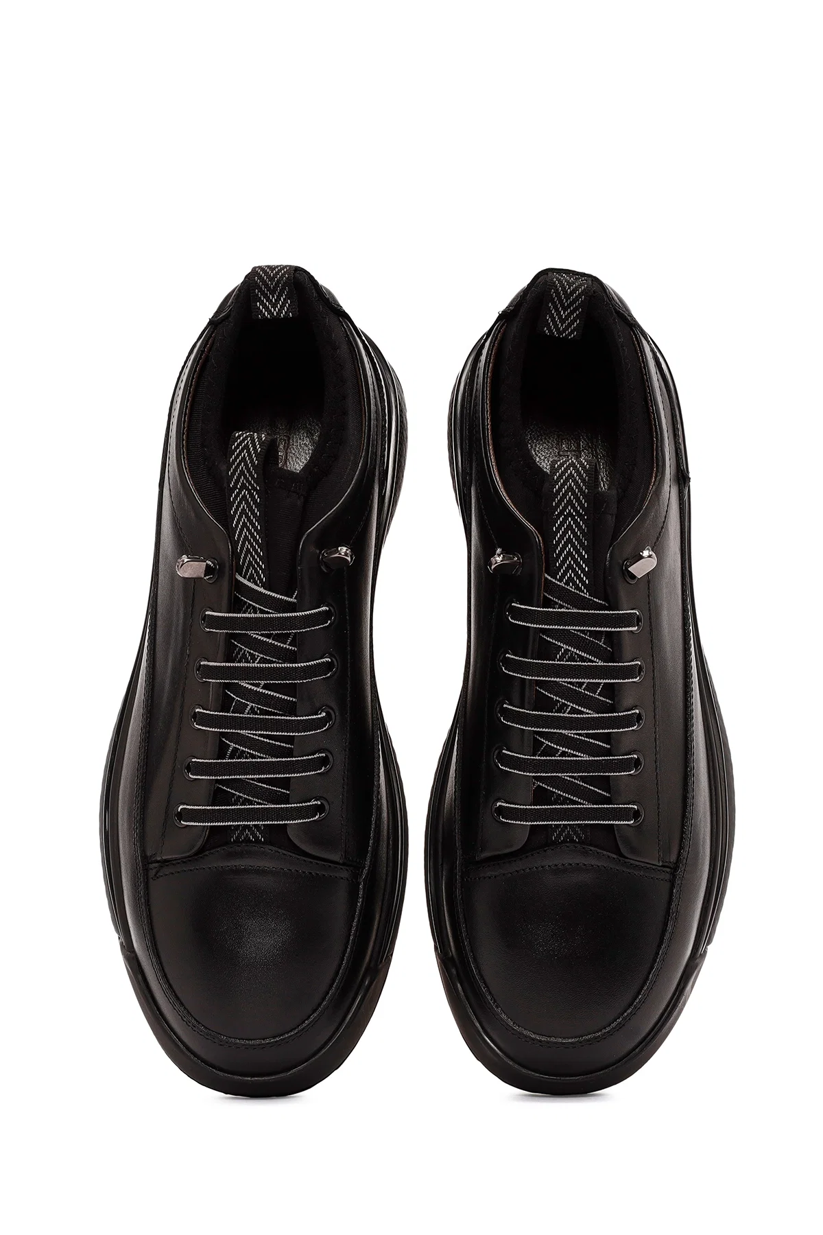 Erkek Siyah Bağcıklı Deri Sneaker - Image 7