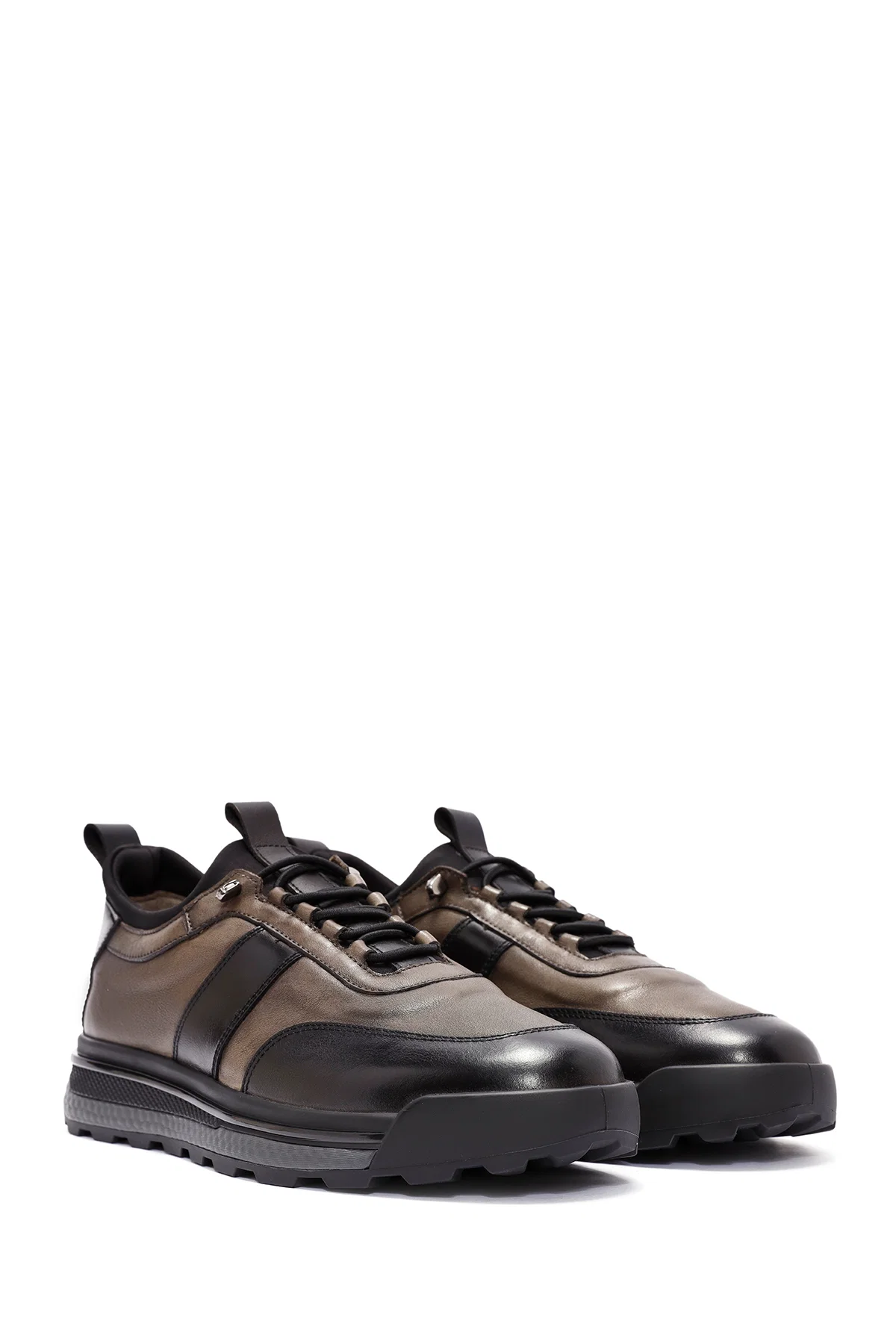 Erkek Siyah Bağcıklı Deri Sneaker - Image 3