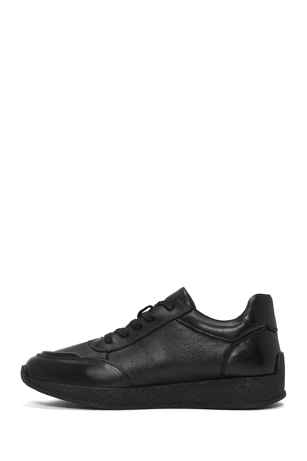 Erkek Siyah Bağcıklı Deri Sneaker - Image 2