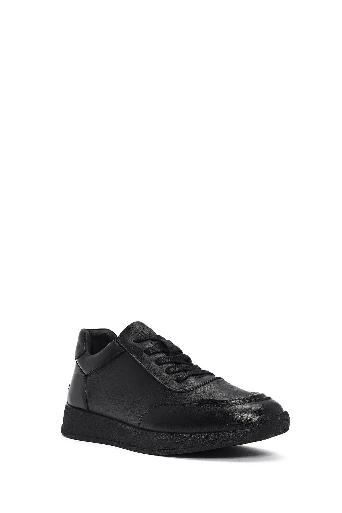 Erkek Siyah Bağcıklı Deri Sneaker - Image 6