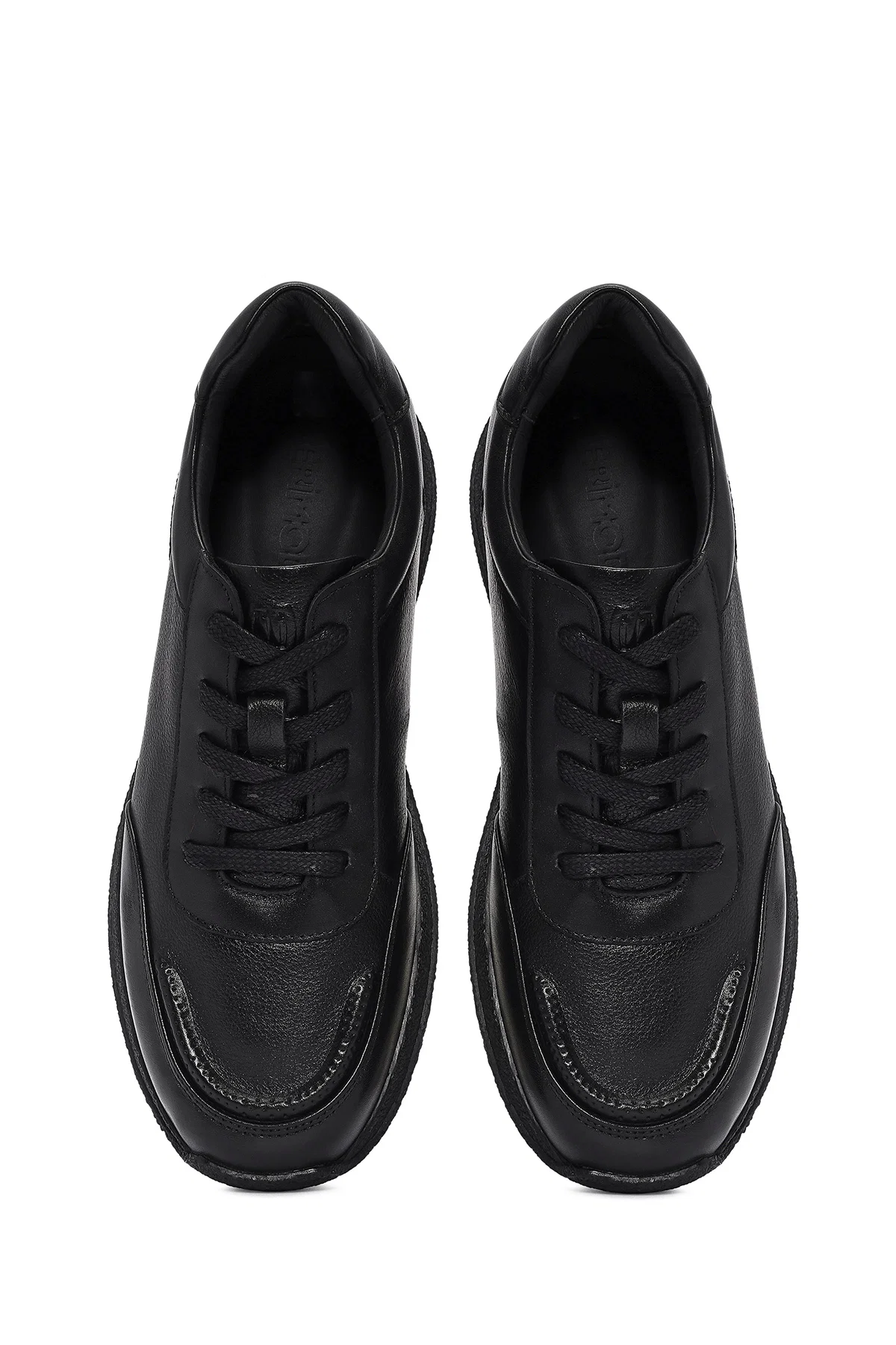 Erkek Siyah Bağcıklı Deri Sneaker - Image 7