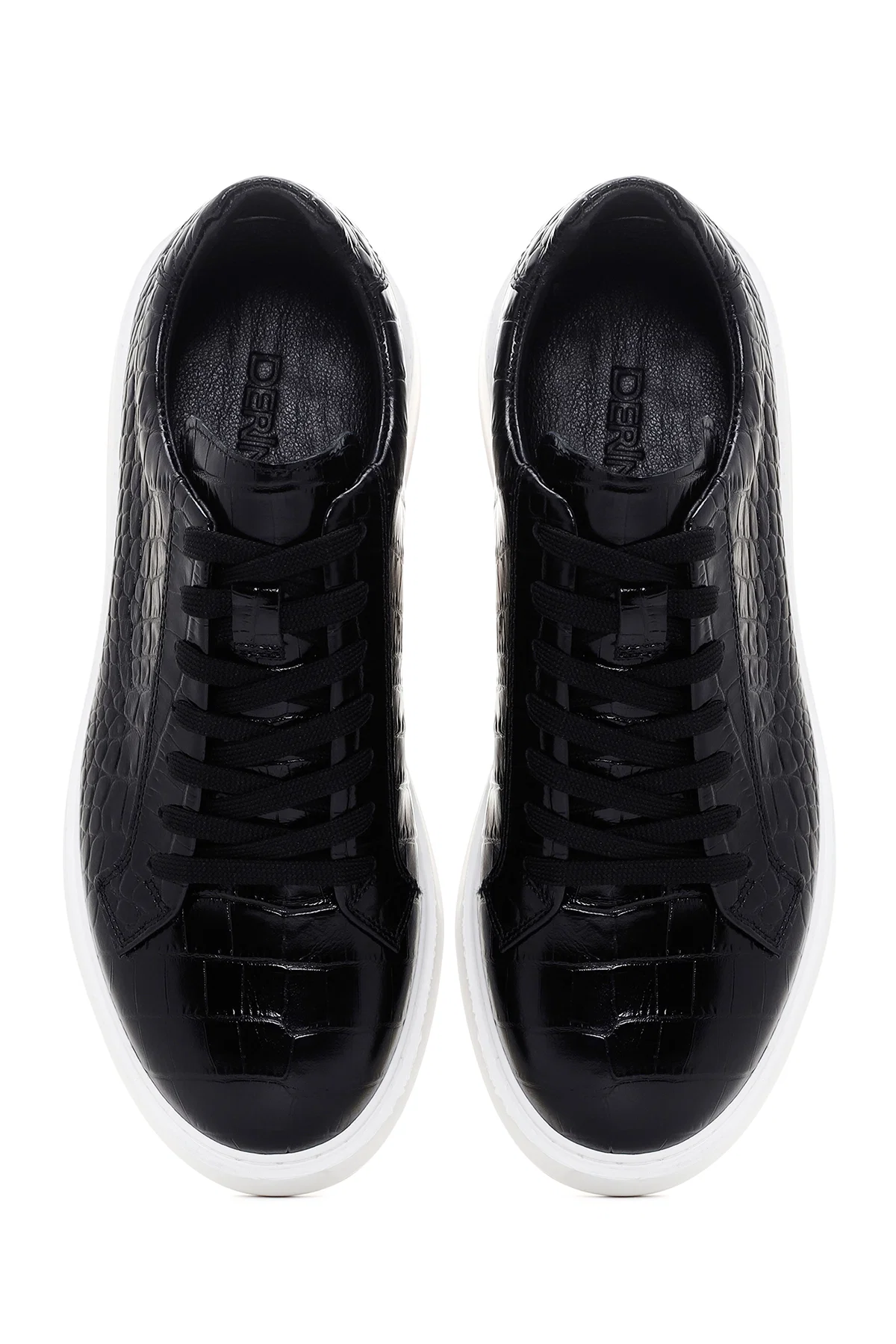 Erkek Siyah Bağcıklı Deri Sneaker - Image 7