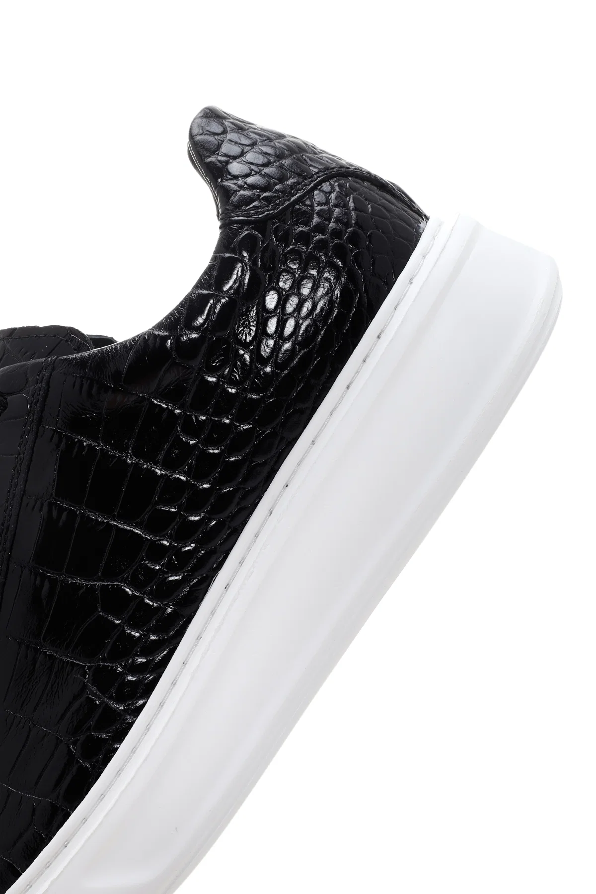 Erkek Siyah Bağcıklı Deri Sneaker - Image 8