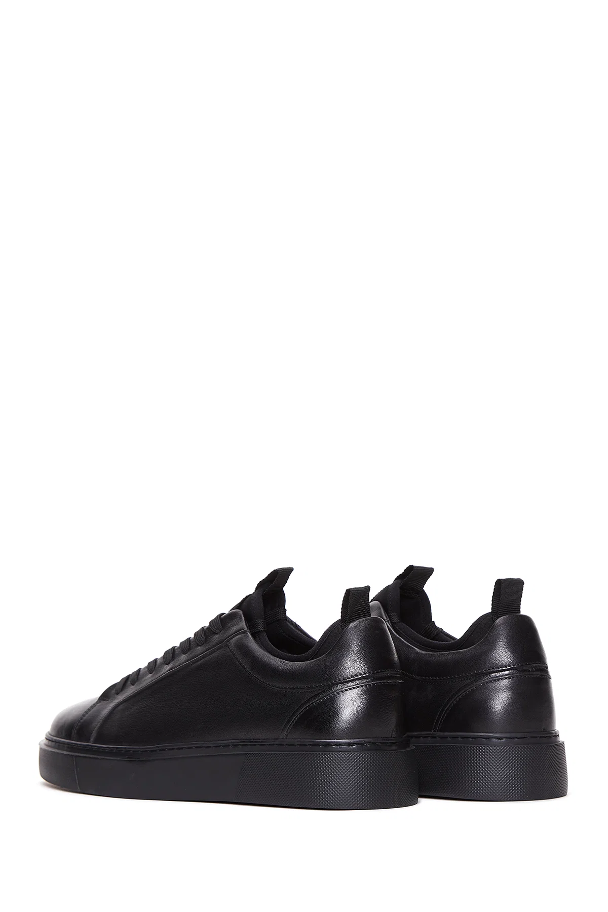 Erkek Siyah Bağcıklı Deri Sneaker - Image 5