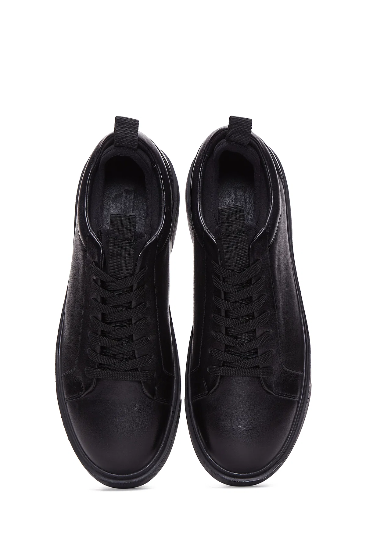 Erkek Siyah Bağcıklı Deri Sneaker - Image 6