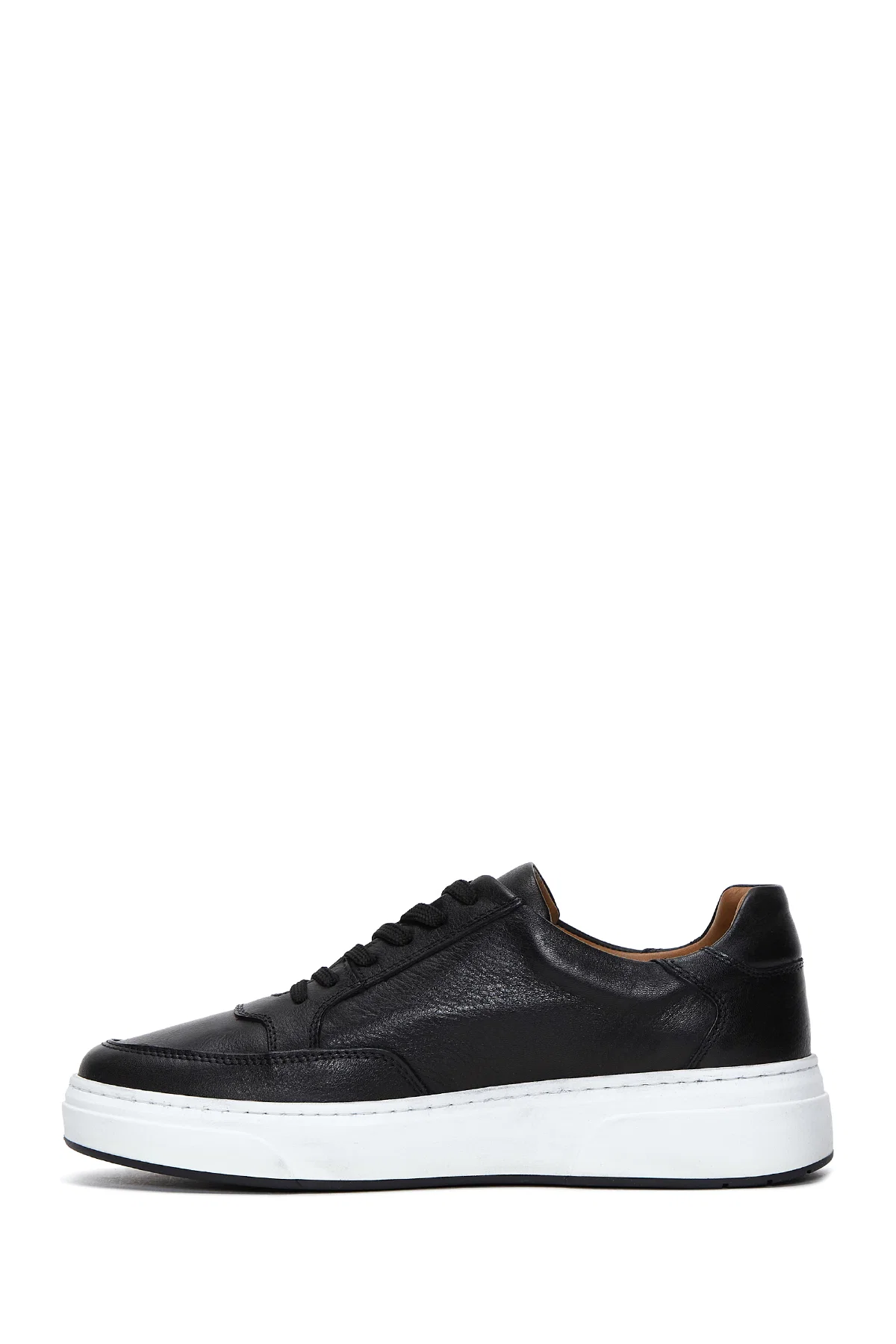 Erkek Siyah Bağcıklı Deri Sneaker - Image 2