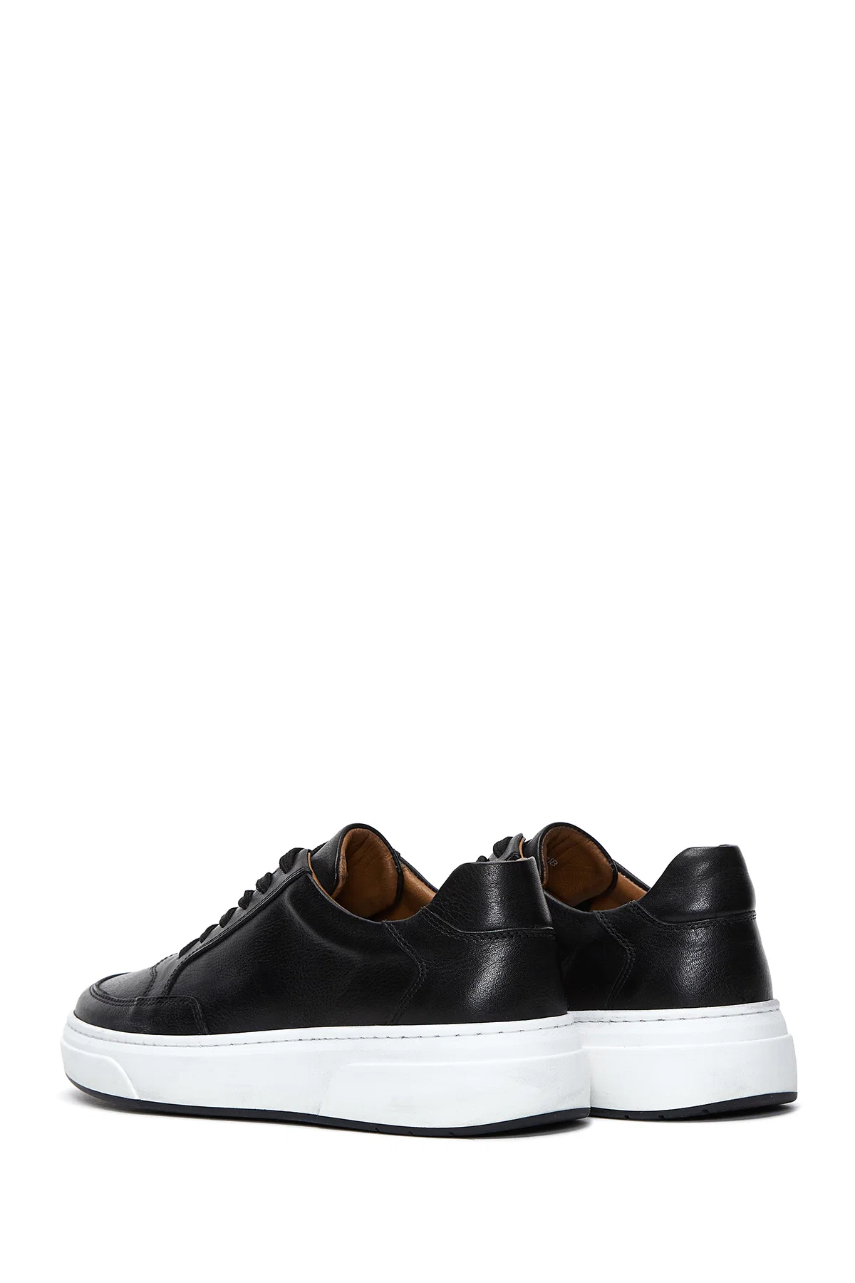 Erkek Siyah Bağcıklı Deri Sneaker - Image 5