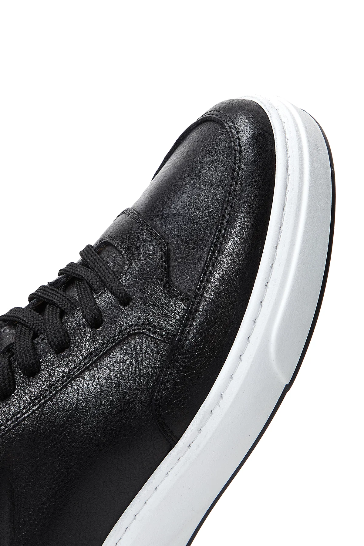 Erkek Siyah Bağcıklı Deri Sneaker - Image 7