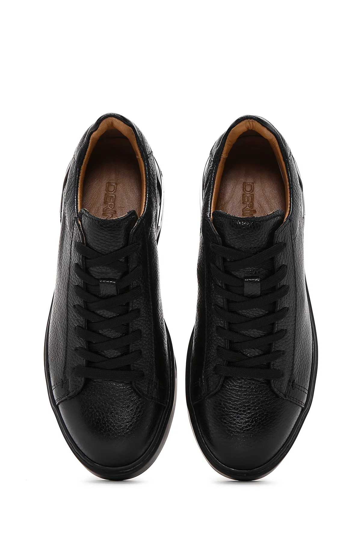 Erkek Siyah Bağcıklı Deri Sneaker - Image 6