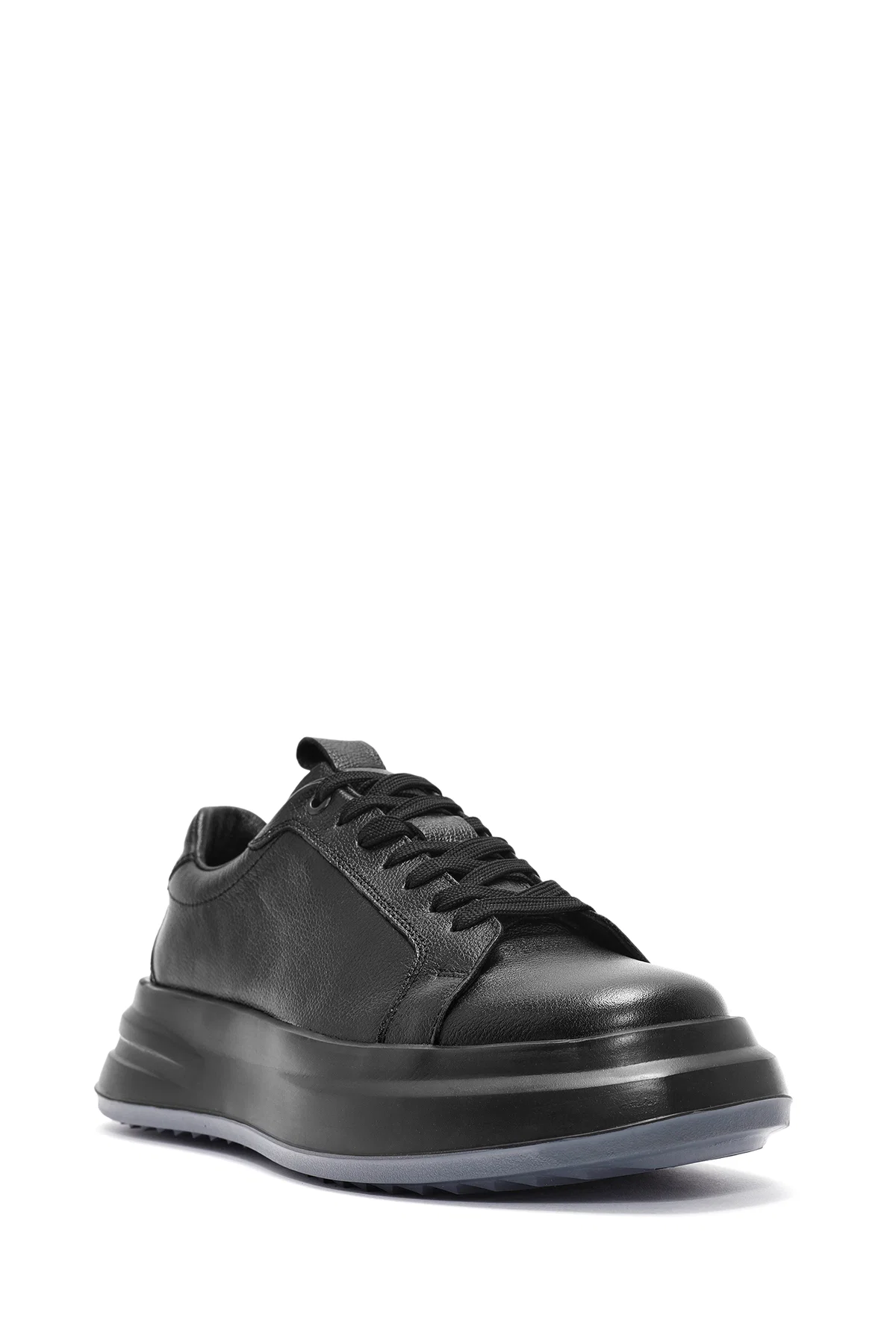 Erkek Siyah Bağcıklı Deri Sneaker - Image 6