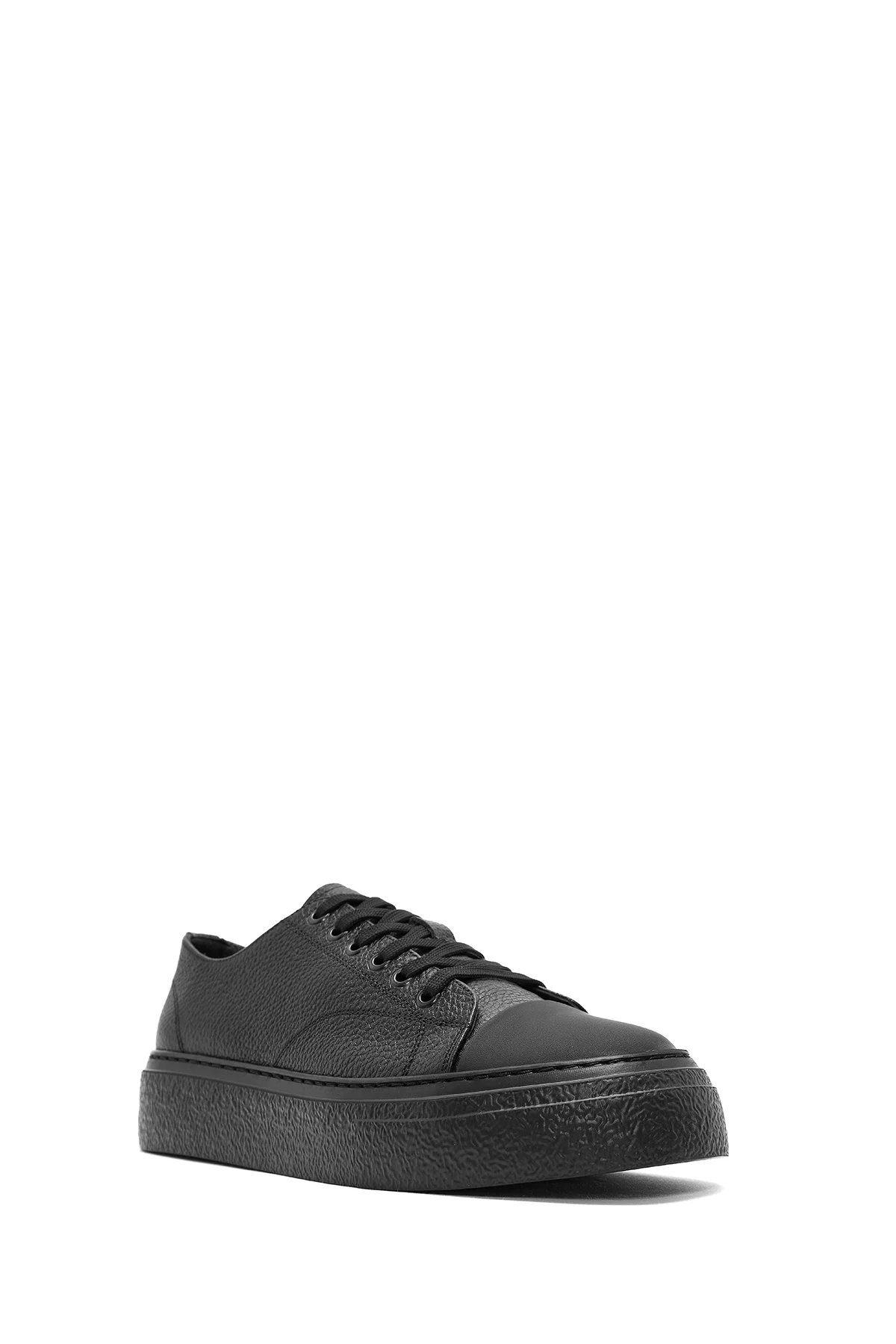 Erkek Siyah Bağcıklı Deri Sneaker - Image 6