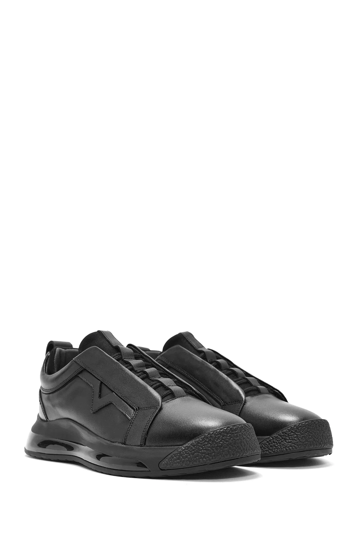 Erkek Siyah Bağcıklı Deri Sneaker - Image 3