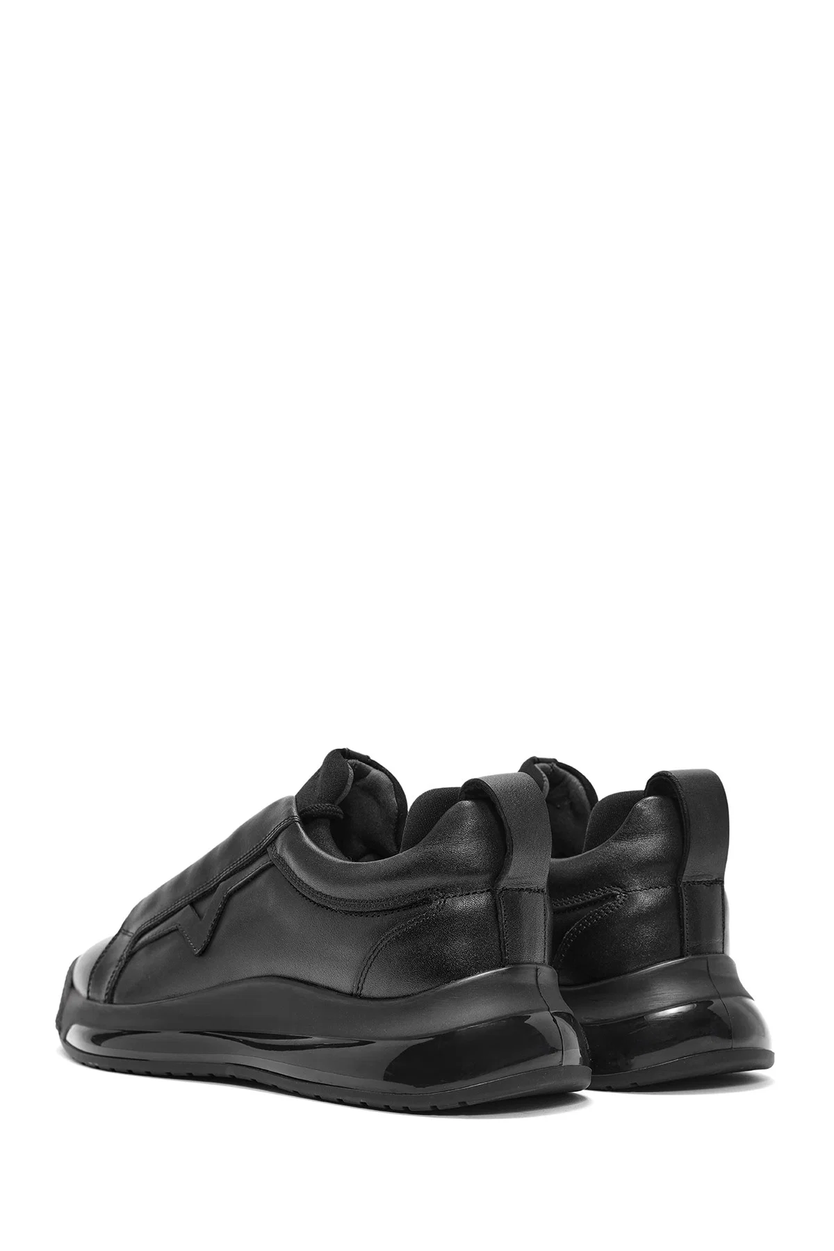 Erkek Siyah Bağcıklı Deri Sneaker - Image 5