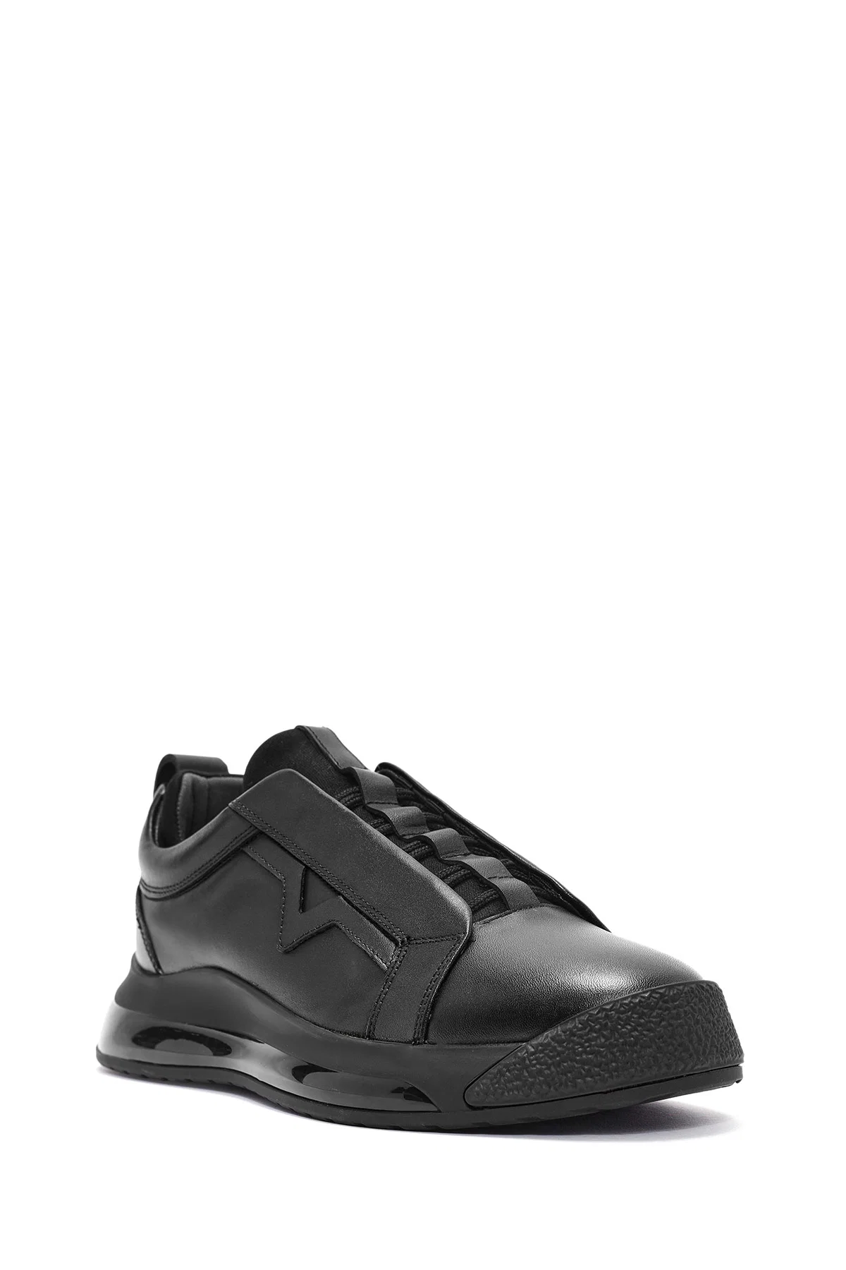 Erkek Siyah Bağcıklı Deri Sneaker - Image 6