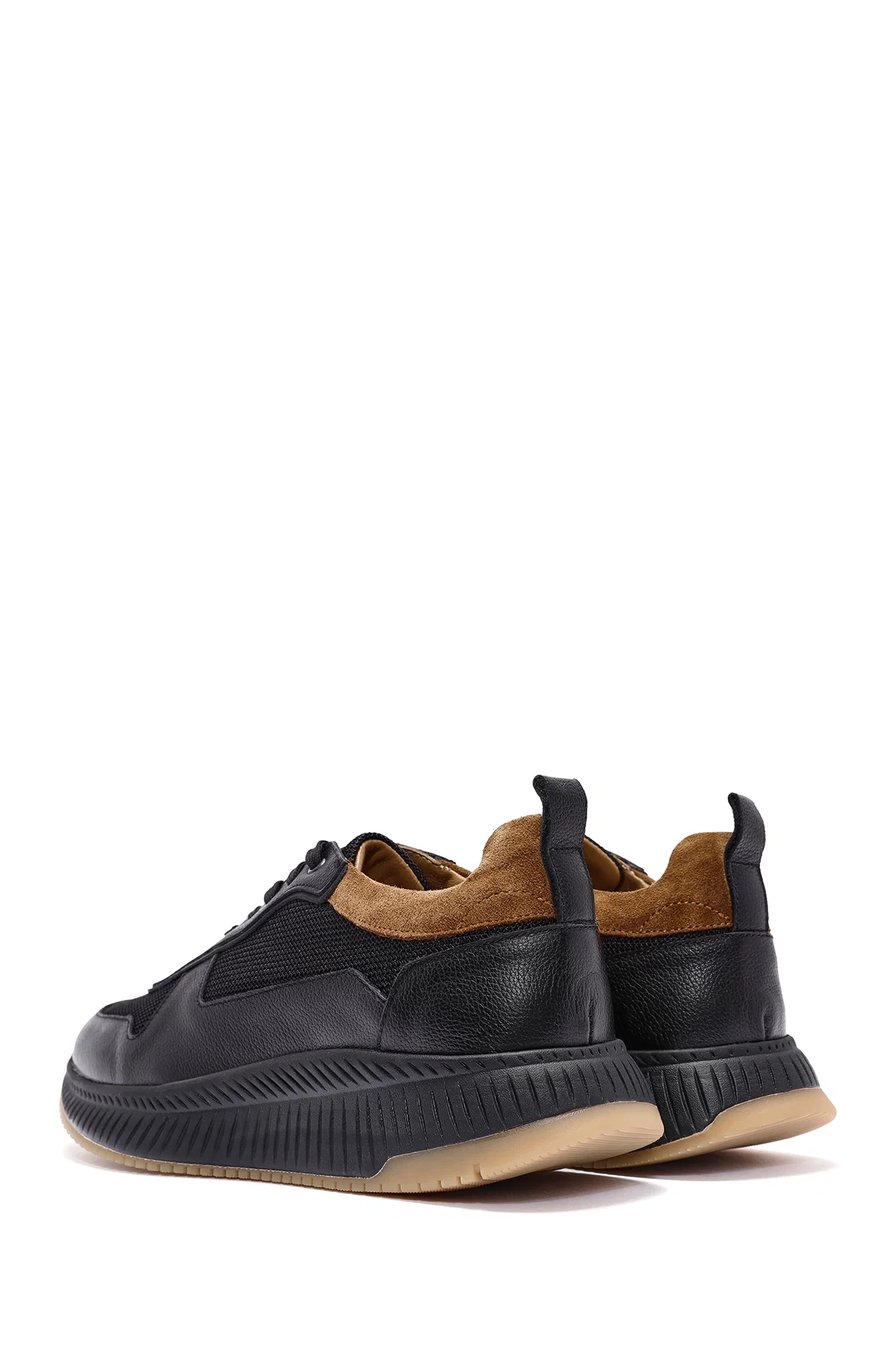 Erkek Siyah Bağcıklı Deri Sneaker - Image 5