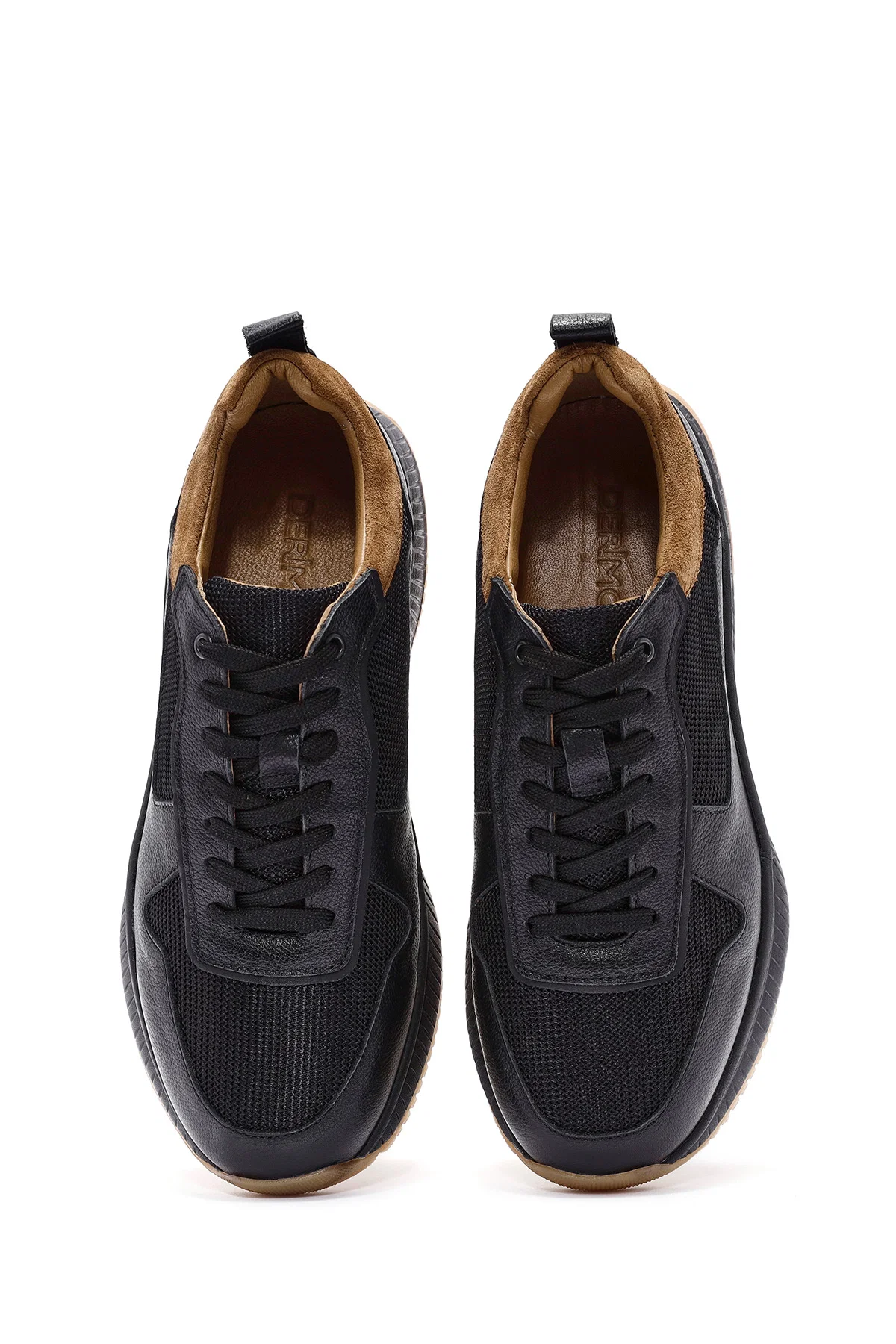Erkek Siyah Bağcıklı Deri Sneaker - Image 7