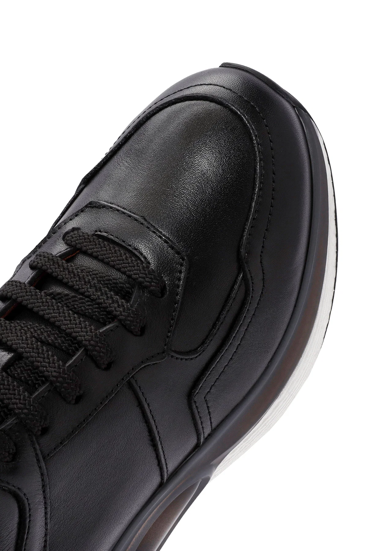 Erkek Siyah Bağcıklı Deri Sneaker - Image 10