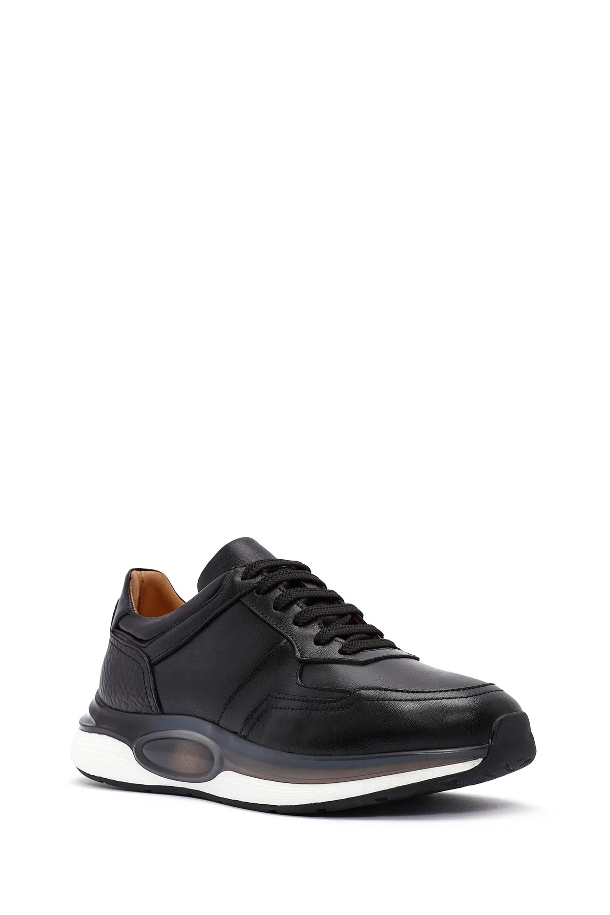 Erkek Siyah Bağcıklı Deri Sneaker - Image 6