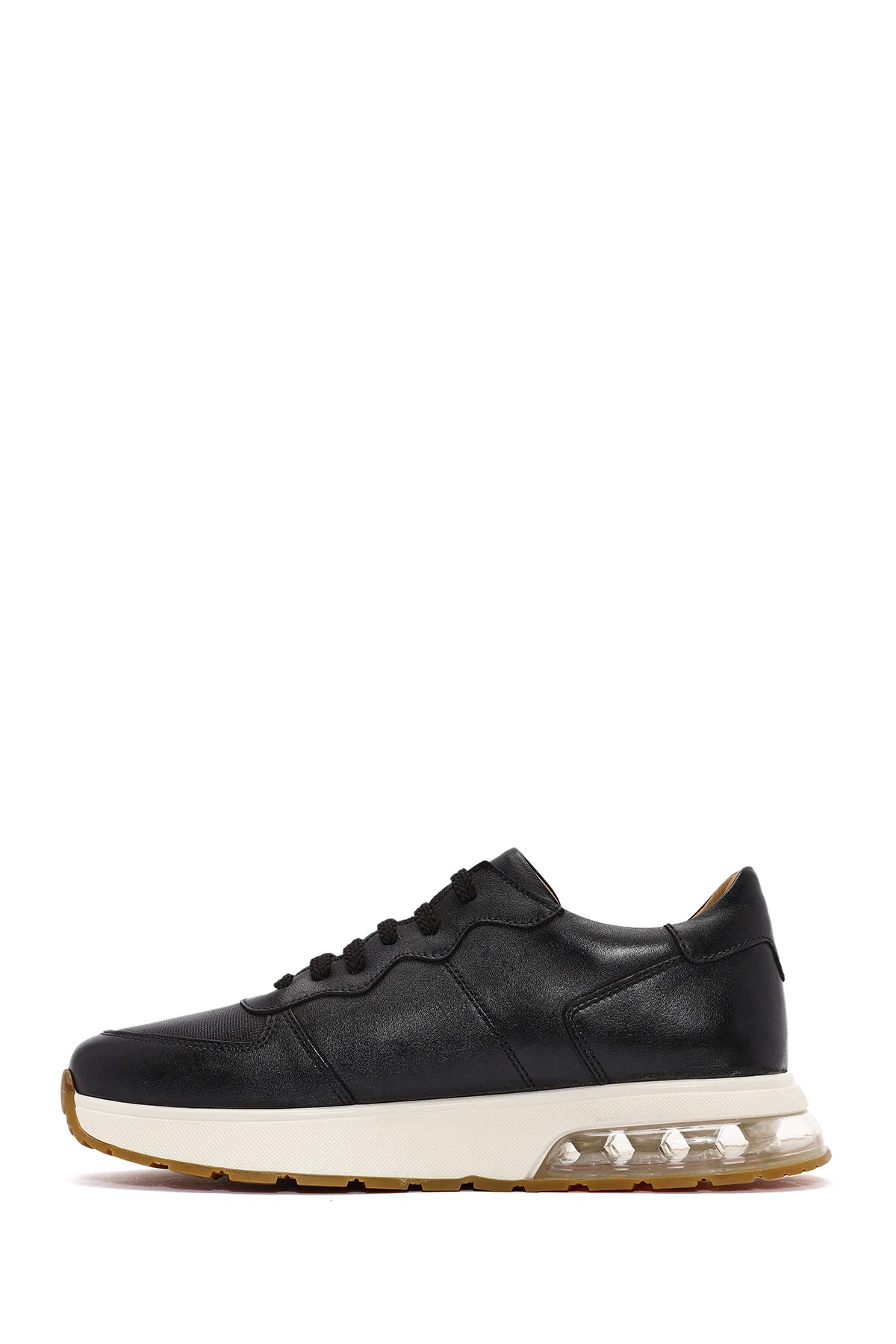 Erkek Siyah Bağcıklı Deri Sneaker - Image 2
