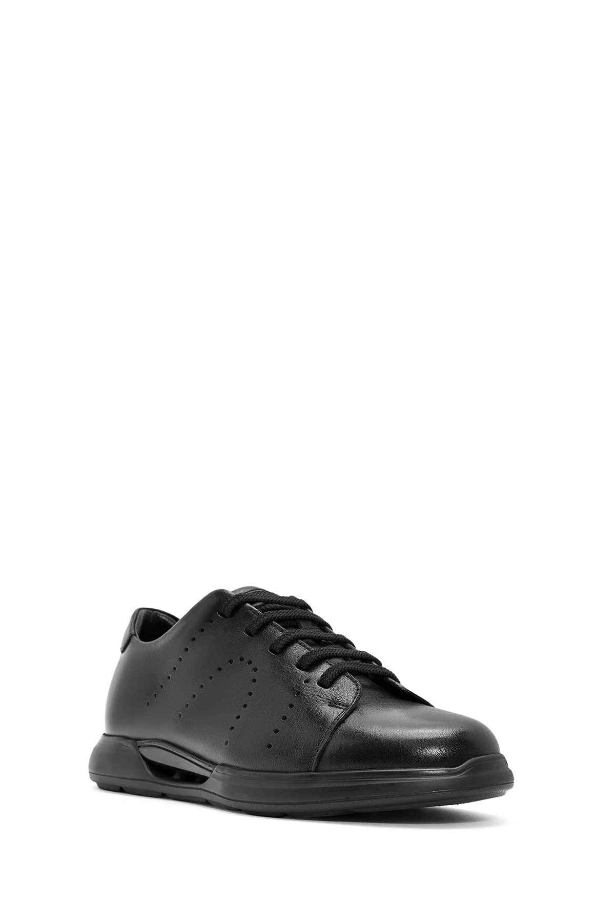 Erkek Siyah Bağcıklı Deri Sneaker - Image 6
