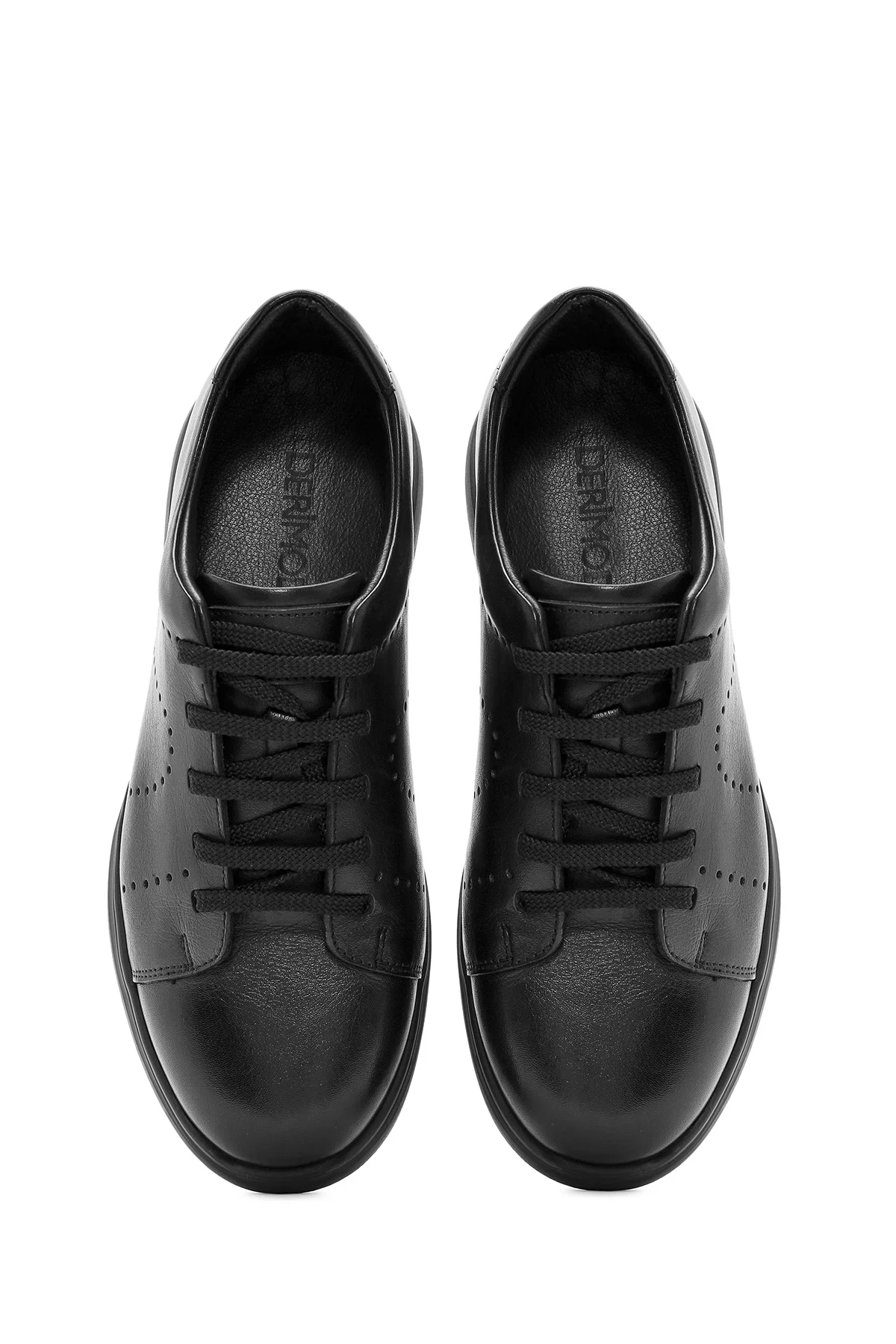 Erkek Siyah Bağcıklı Deri Sneaker - Image 7
