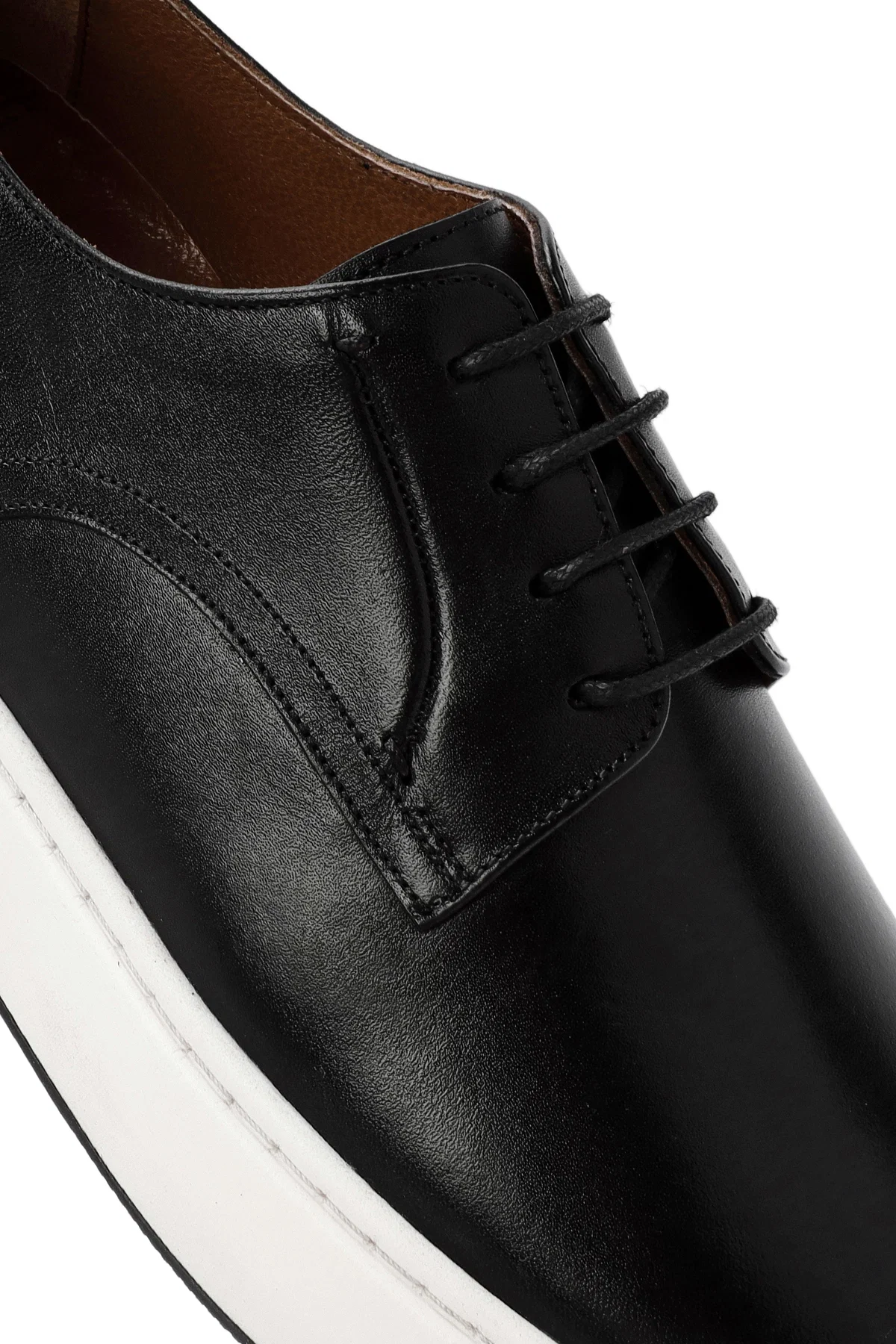 Erkek Siyah Bağcıklı Deri Sneaker - Image 10