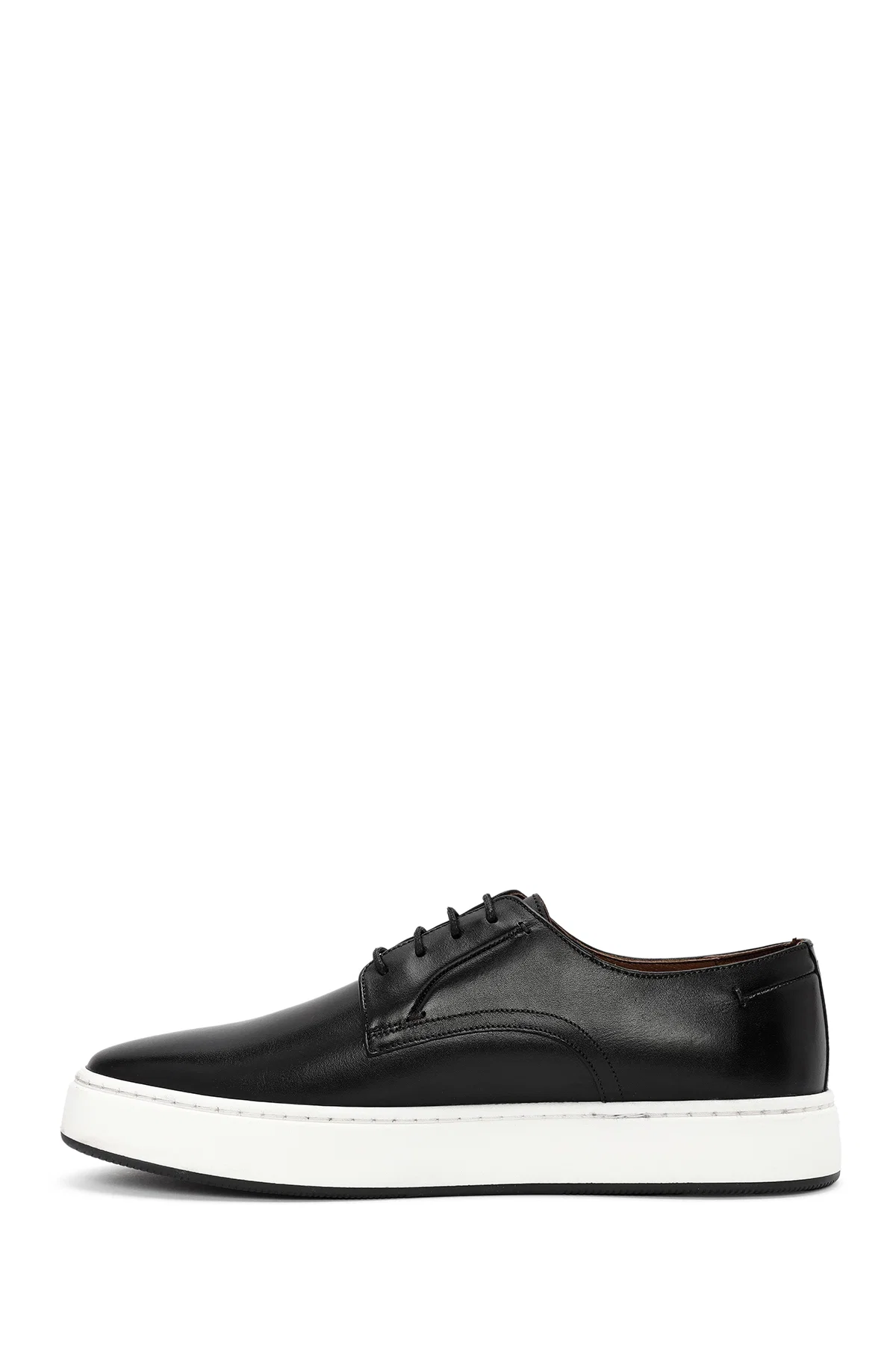 Erkek Siyah Bağcıklı Deri Sneaker - Image 2