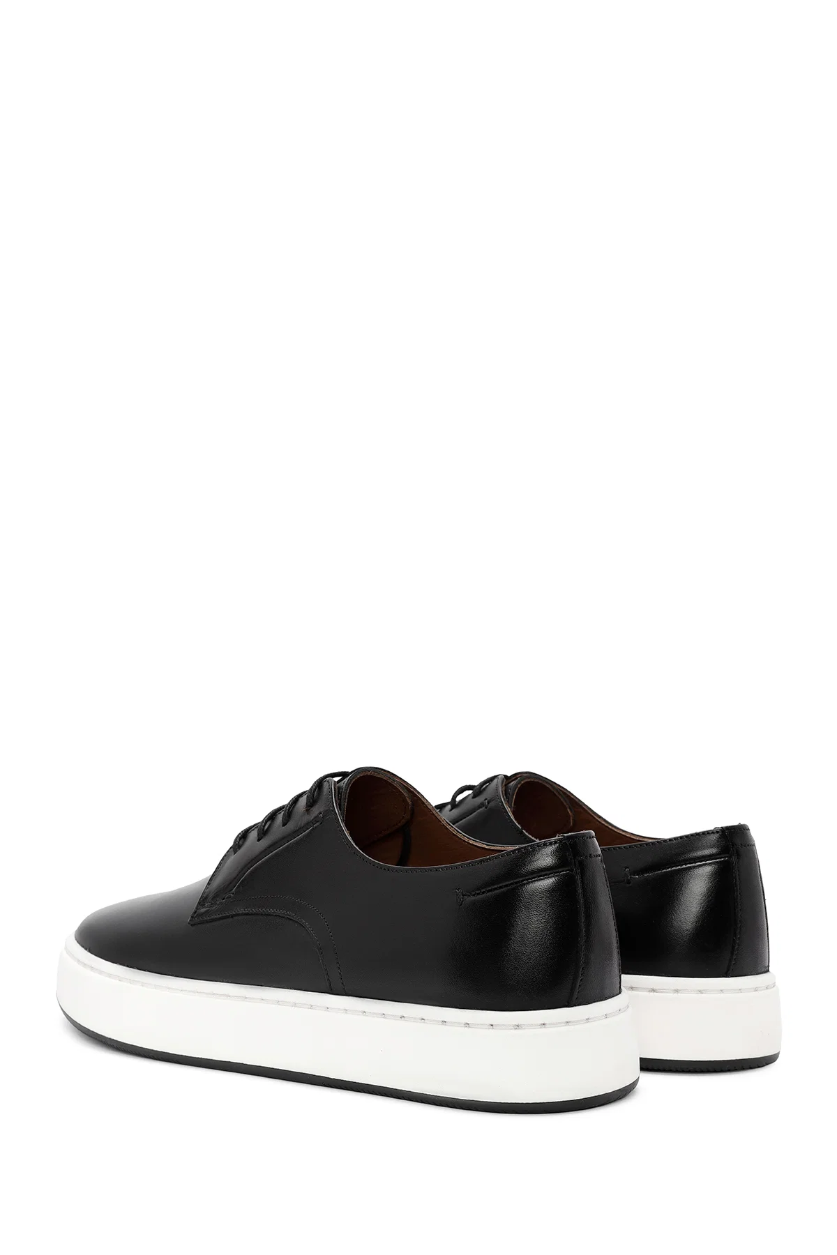 Erkek Siyah Bağcıklı Deri Sneaker - Image 5