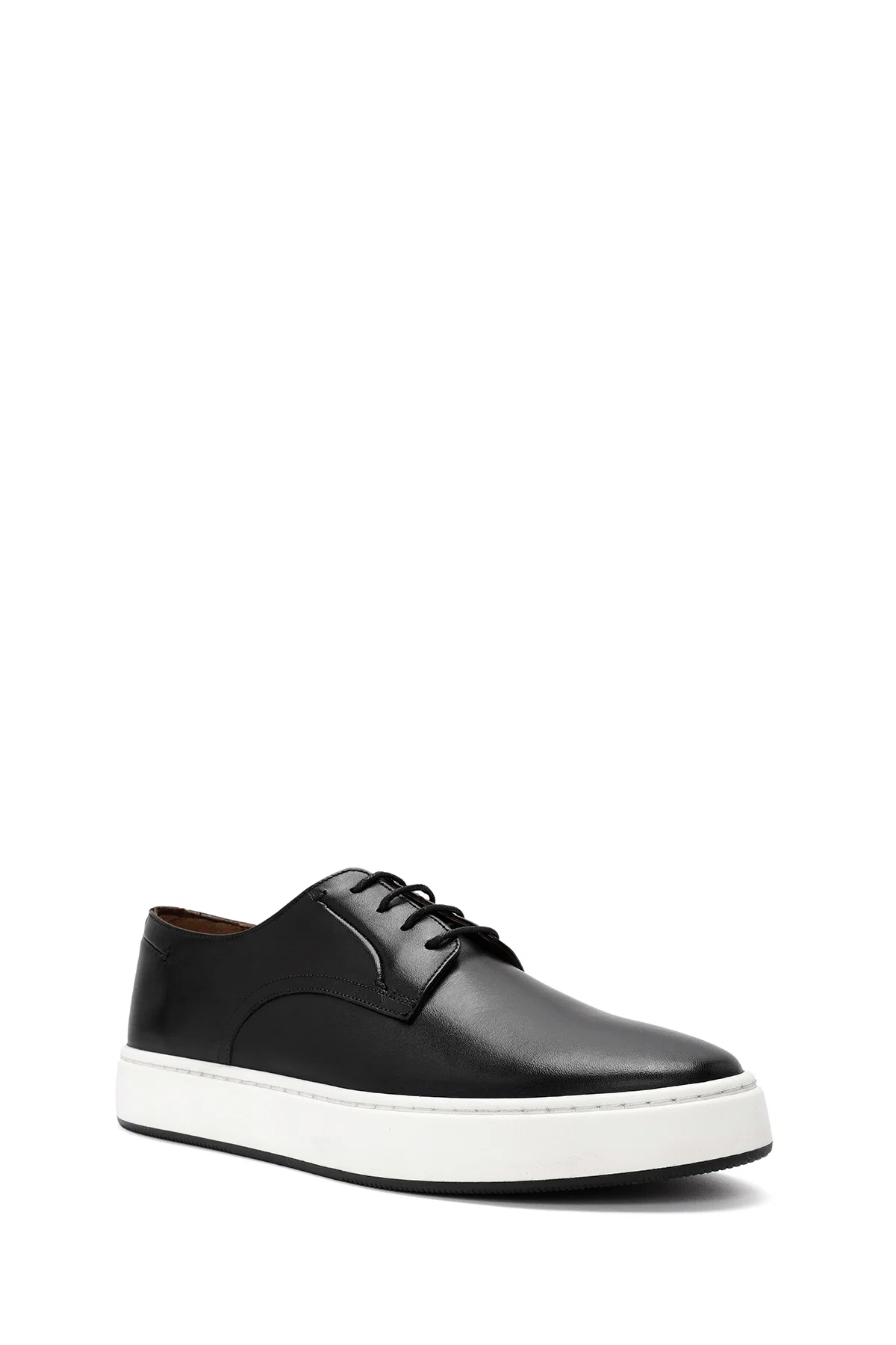 Erkek Siyah Bağcıklı Deri Sneaker - Image 6