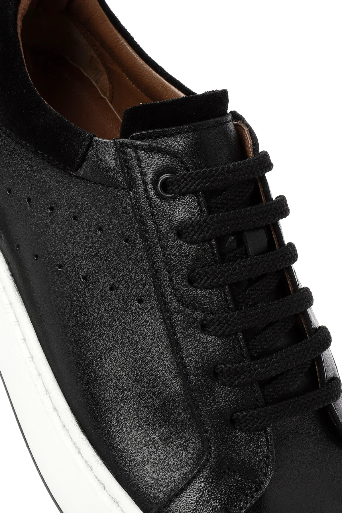 Erkek Siyah Bağcıklı Deri Sneaker - Image 10