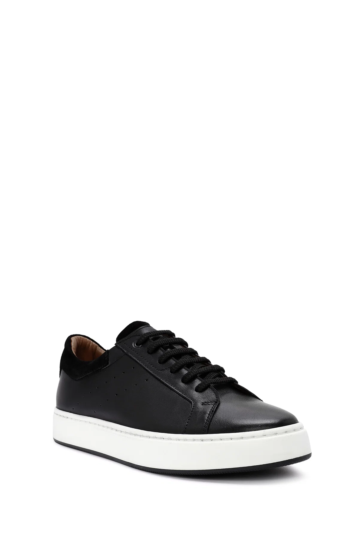 Erkek Siyah Bağcıklı Deri Sneaker - Image 6