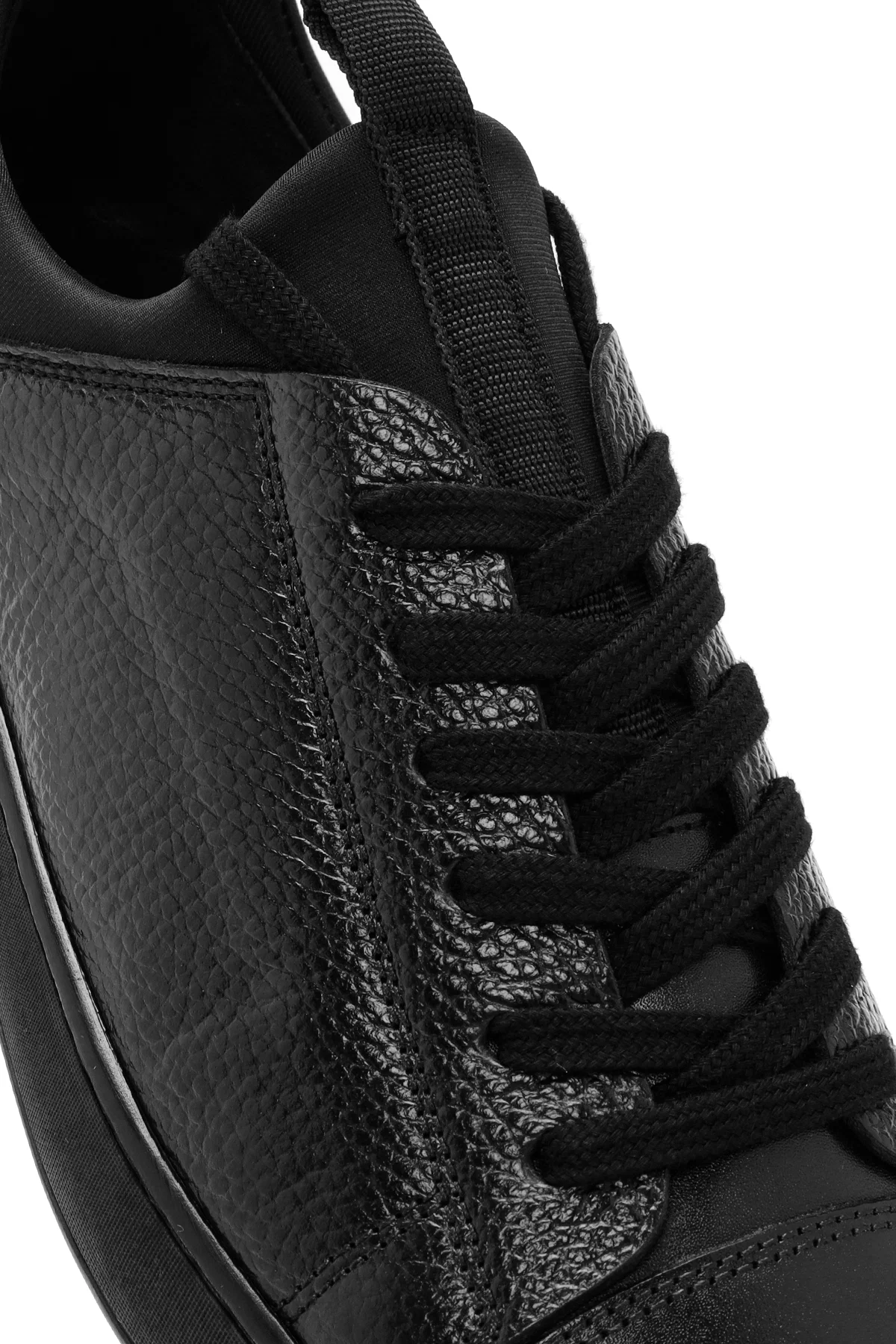 Erkek Siyah Bağcıklı Deri Sneaker - Image 10