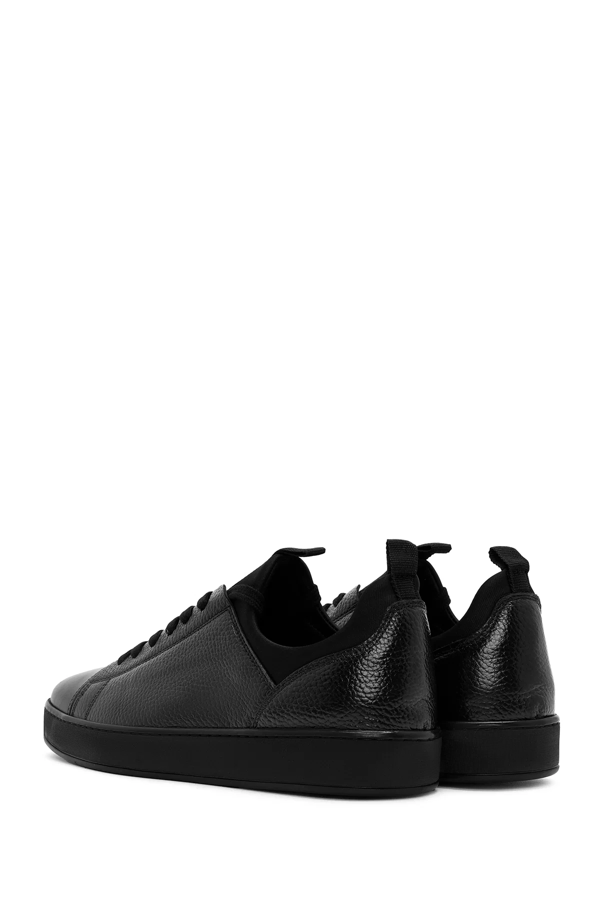 Erkek Siyah Bağcıklı Deri Sneaker - Image 5