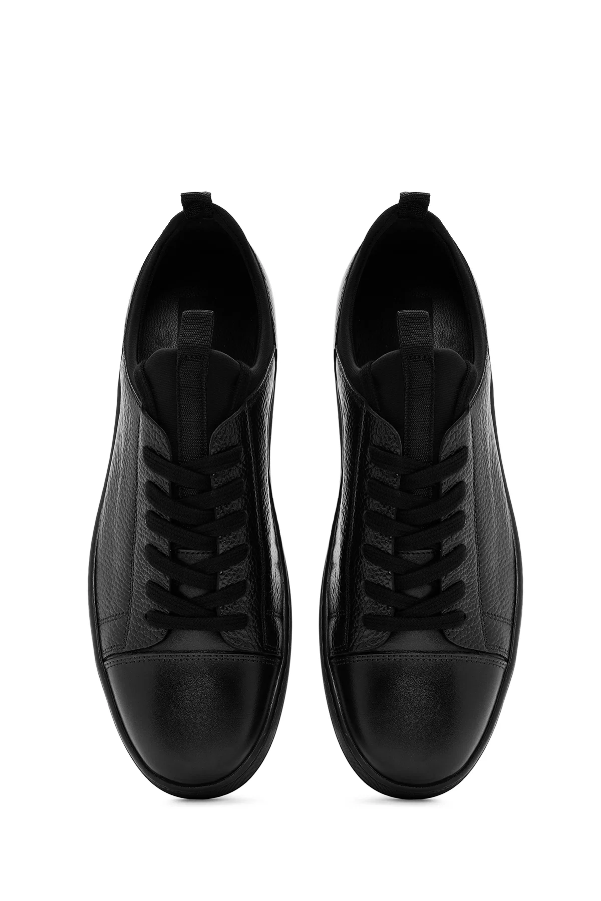 Erkek Siyah Bağcıklı Deri Sneaker - Image 7