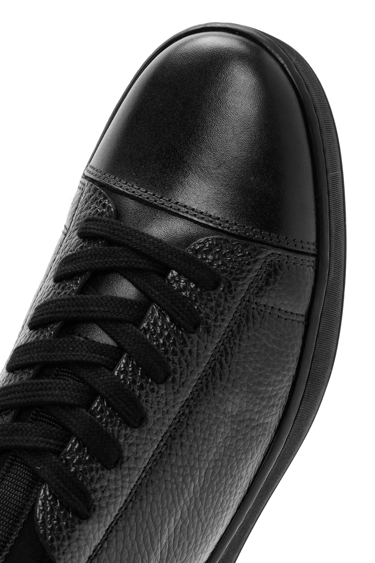 Erkek Siyah Bağcıklı Deri Sneaker - Image 9