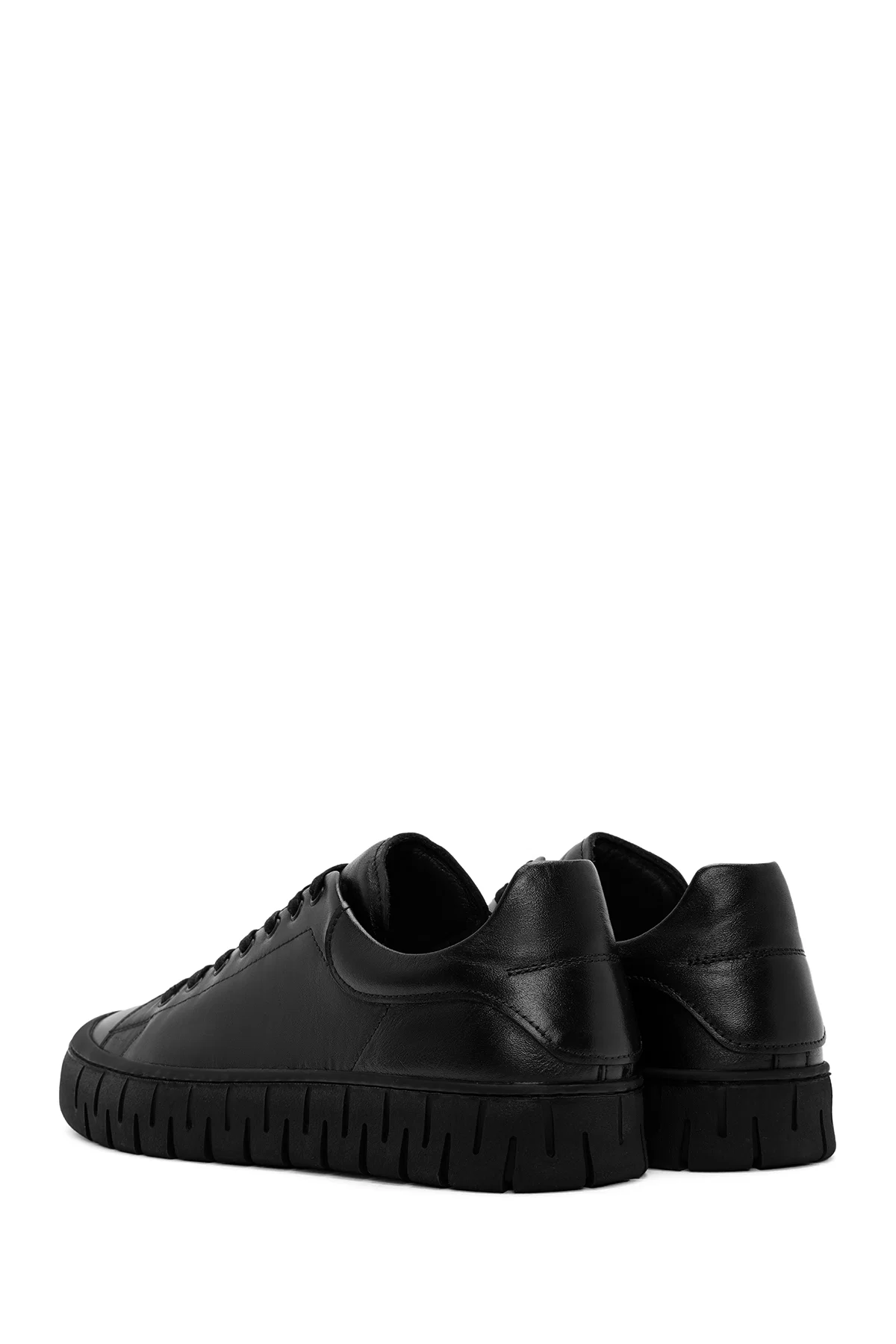 Erkek Siyah Bağcıklı Deri Sneaker - Image 5