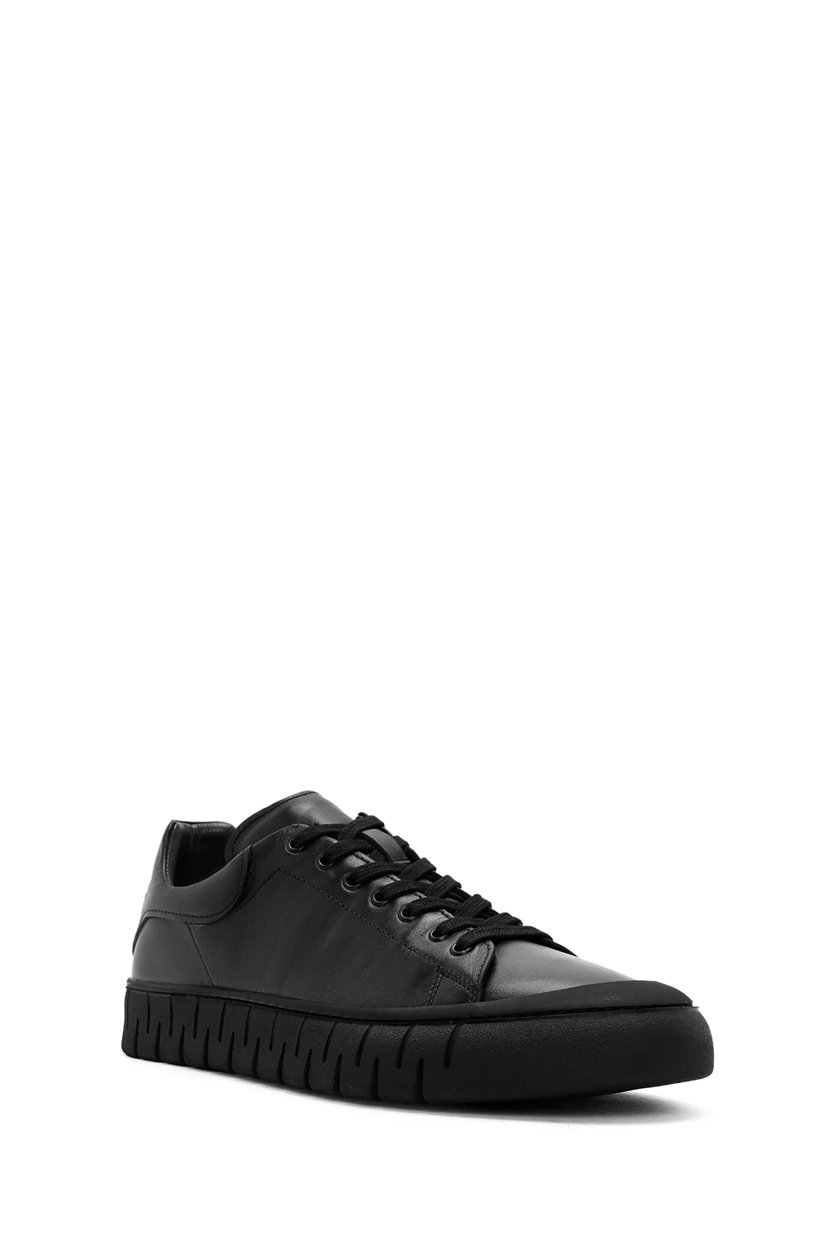 Erkek Siyah Bağcıklı Deri Sneaker - Image 6
