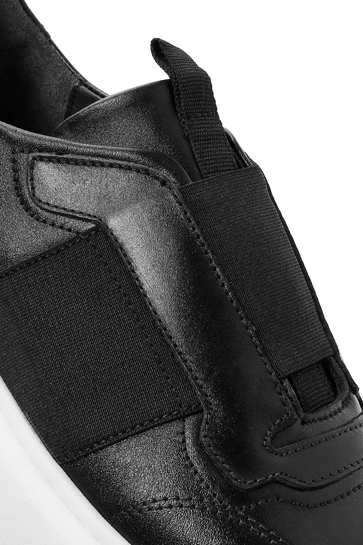 Erkek Siyah Bağcıklı Deri Sneaker - Image 11